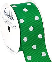 Vista 14 de Ribbli Cinta de grogrén naranja con lunares, 1-1/2 pulgadas, carrete de 10 yardas, mandarina con puntos blancos, uso para envolver regalos