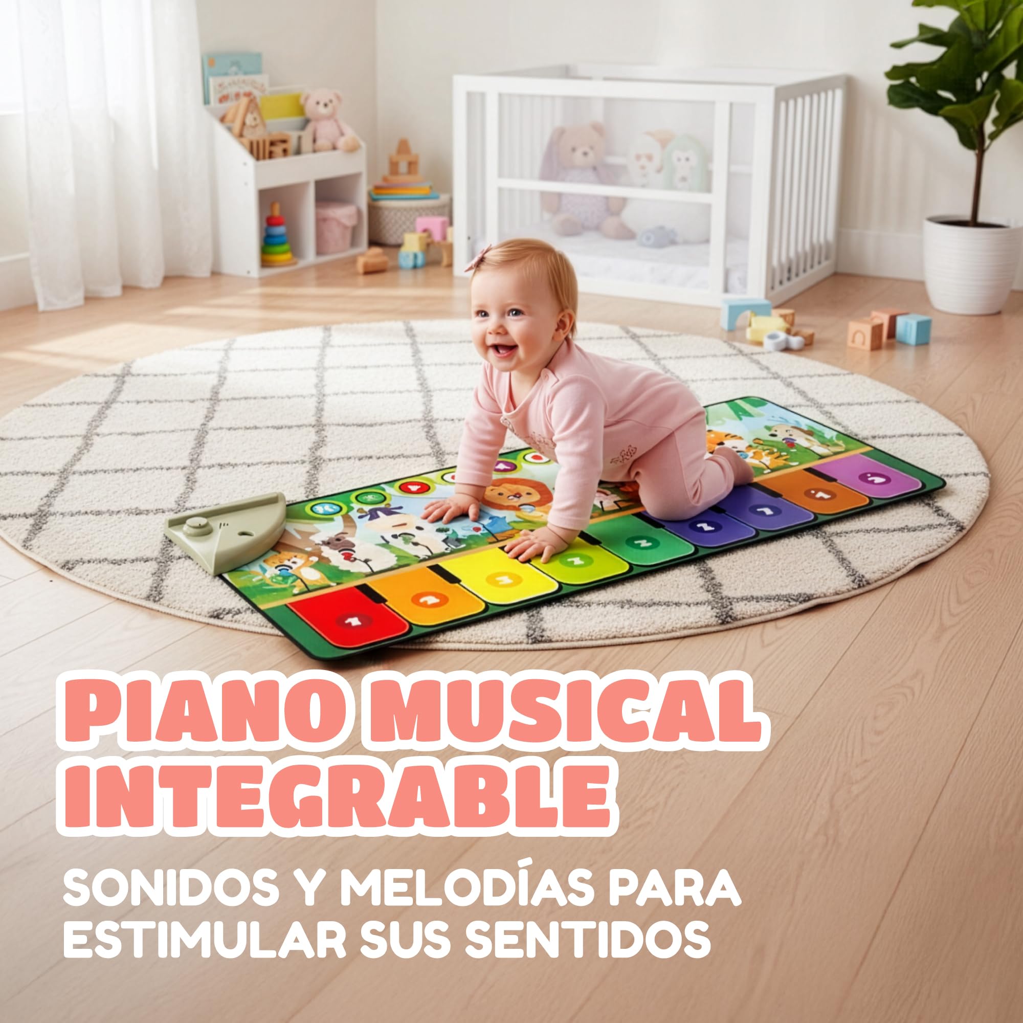 Parque Infantil Bebe 120x180cm - Corralito Bebe Acolchado - Equipado con alfombra musical, Diana de Velcro, Canasta, Portería y más accesorios - Parque para Bebes Seguro - Ver video para el montaje