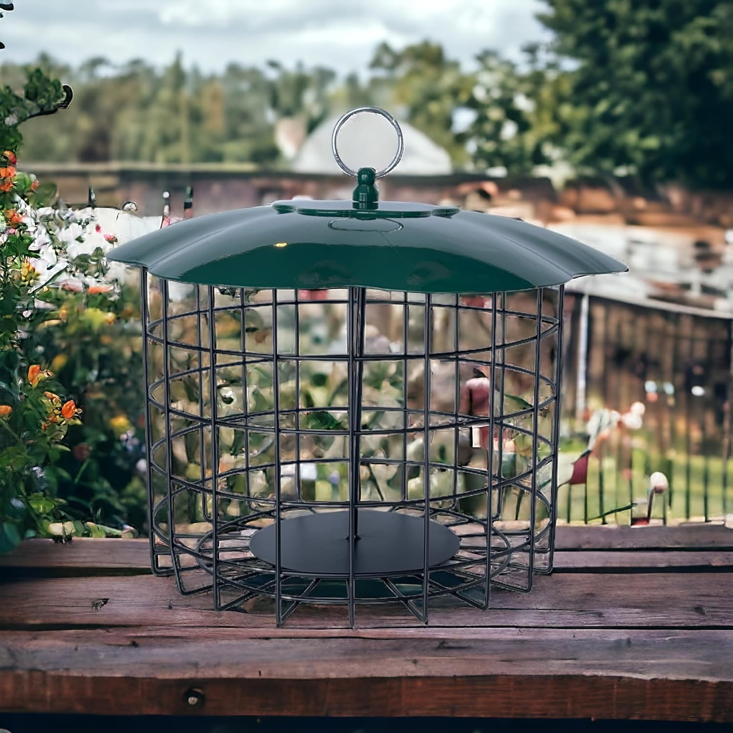 Squirrel Defeater Seed or Suet Log Cage Feeder Holds 1 Large Suet or Seed Log - Squirrel Proof Metal Bird Feeder - Designed for Woodpeckers and Clingers