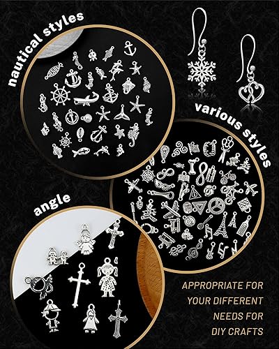 Miniatura 5 de JIALEEY 300 piezas al por mayor de lotes a granel para hacer joyas, dijes mezclados suaves de aleación de plata tibetana, dijes para bricolaje para