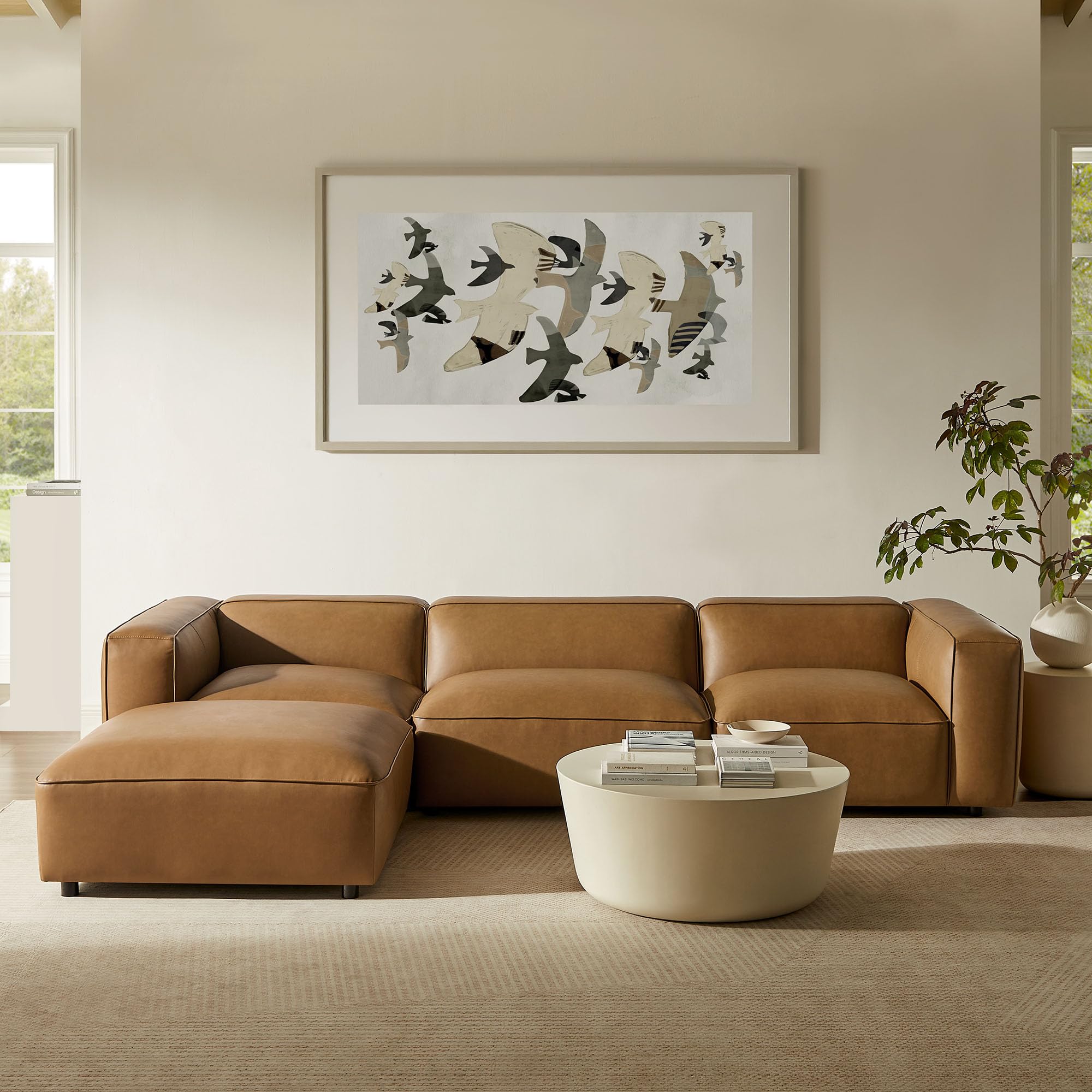 Amazon.com: Modway Auren Vegan Leather 4 Piece Modular Sofa in