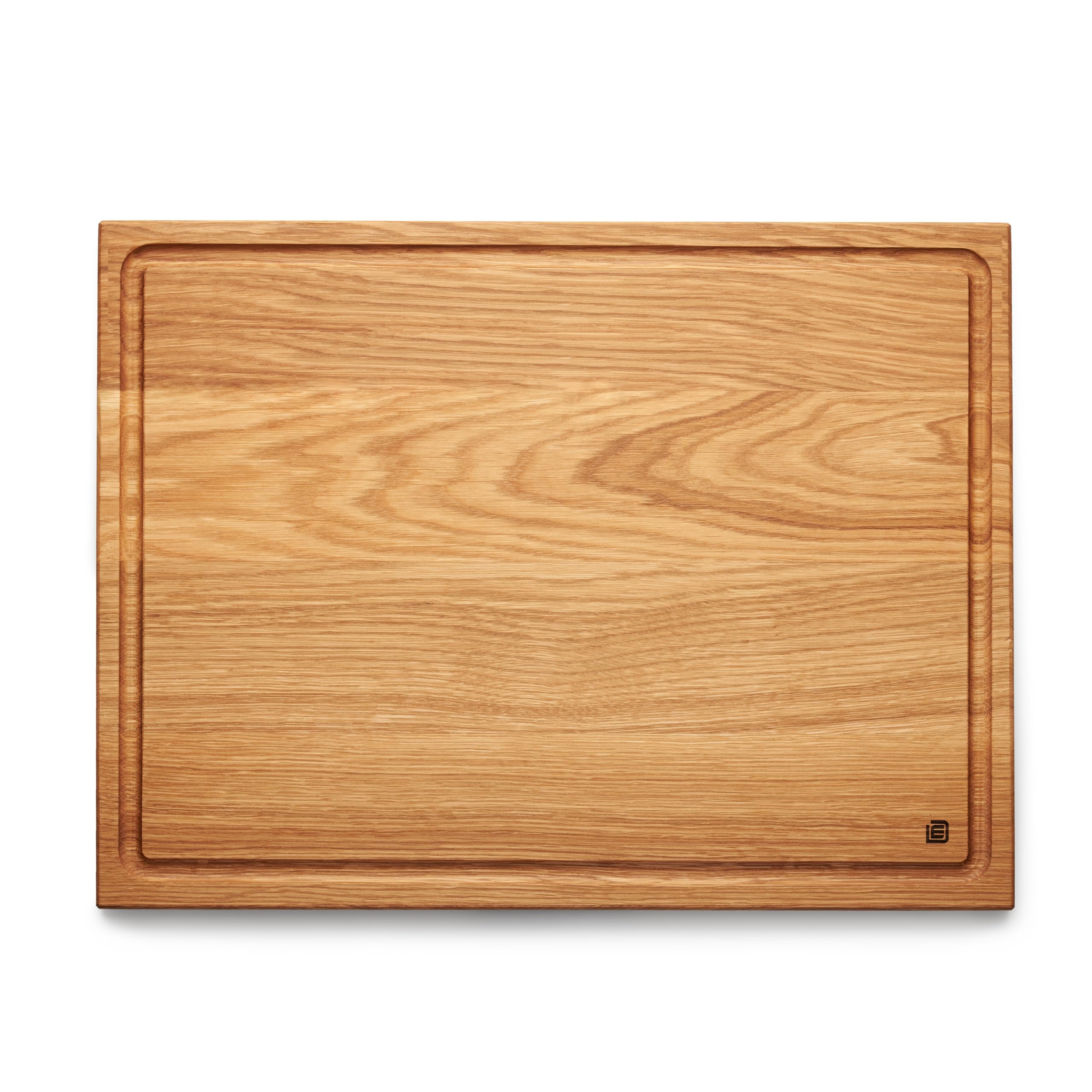 Schneide- und Servierbrett aus hochwertiger Eiche 40 х 30 cm groß mit Saftrille | Antibakterielles Küchenbrett aus Europa | Servierbrett, Frühstücksbrett, Holzbrett aus massiv Holz