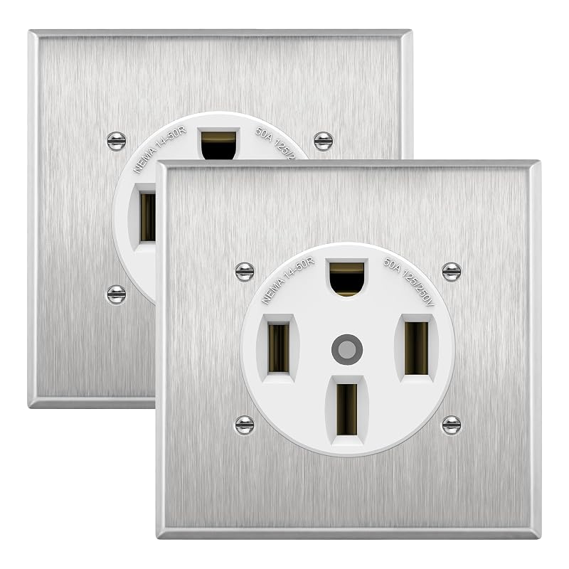 Tomada elétrica ENERLITES NEMA 14-50R, 50 A, 250 V, branca com placa de parede, para RV, soldadora e forno, kit com 2 unidades