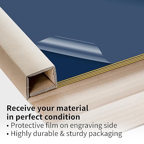 Miniatura 5 de Trotec TroLase  Hoja de plástico de doble color grabado láser  12 x 20 x 116 pulgadas, 4 piezas  azul marinodorado  2 capas  acrílico modificado