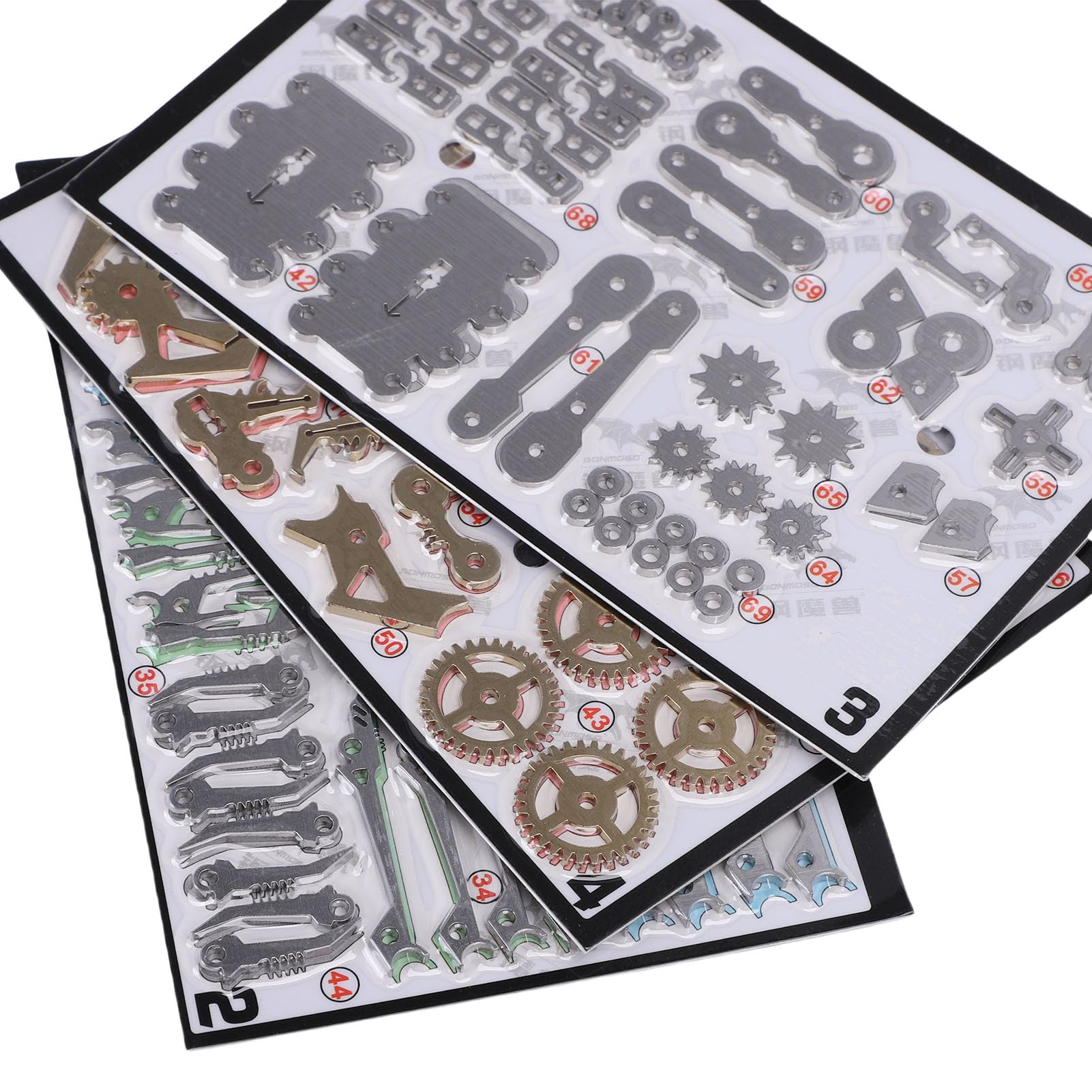 Topiky Puzzle Metalowe 3D Edukacyjna Zabawka STEM DIY Montaż Mechaniczny Model dla Dzieci Dorośli Bez Kleju i Spawania Materiał: Metal Ilość: 5 Bloków Plansza 1 Opakowanie Bezpieczne dla Dzieci 8+