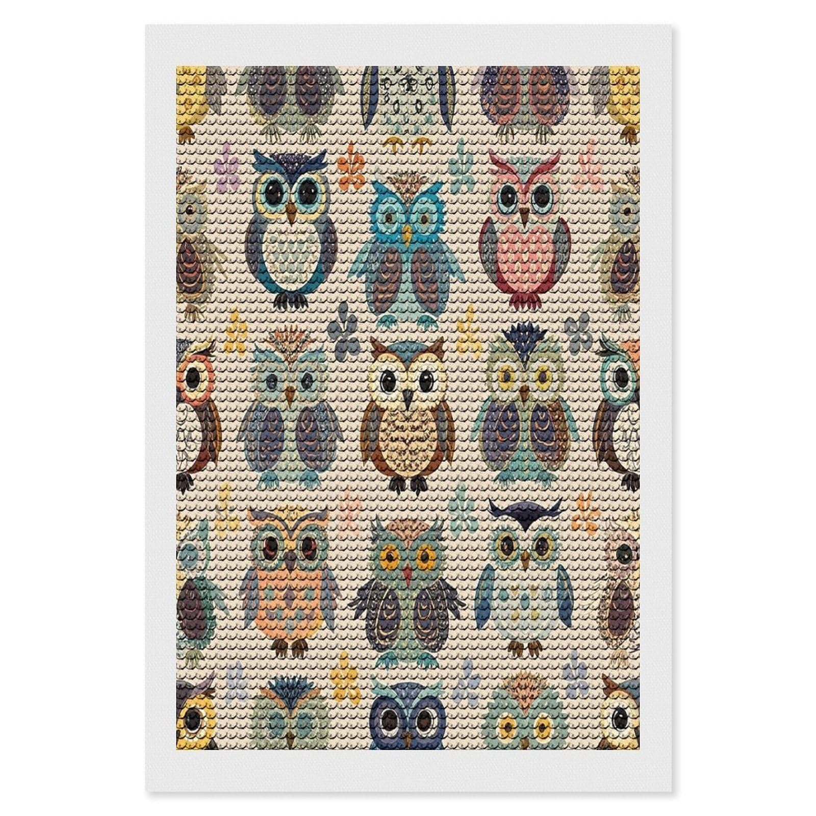 FekiLoot Color Owl Pattern Diamond Painting Kits for Adults Full Round Drill Diamond Art Kits for Beginners 5D DIY Diamond Dots Paintings Diamonds Pictures Gem Art Home Wall Decor 8"x12"