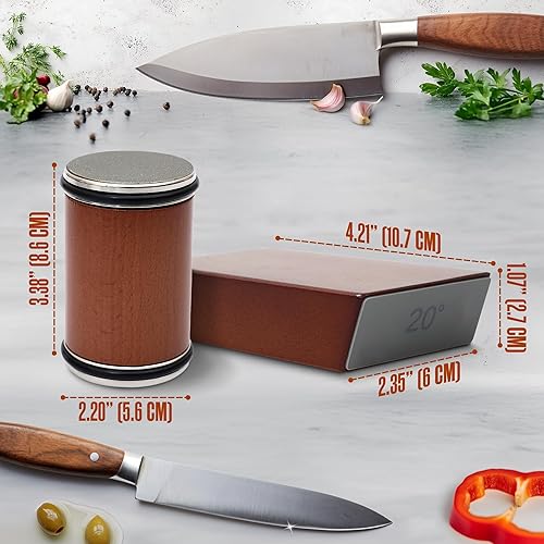 Miniatura 2 de Houseables Afilador de cuchillos magnético, kit de afilador de cuchillos rodantes, rodillo en ángulo de 15 grados y 20 grados, sistema de rueda
