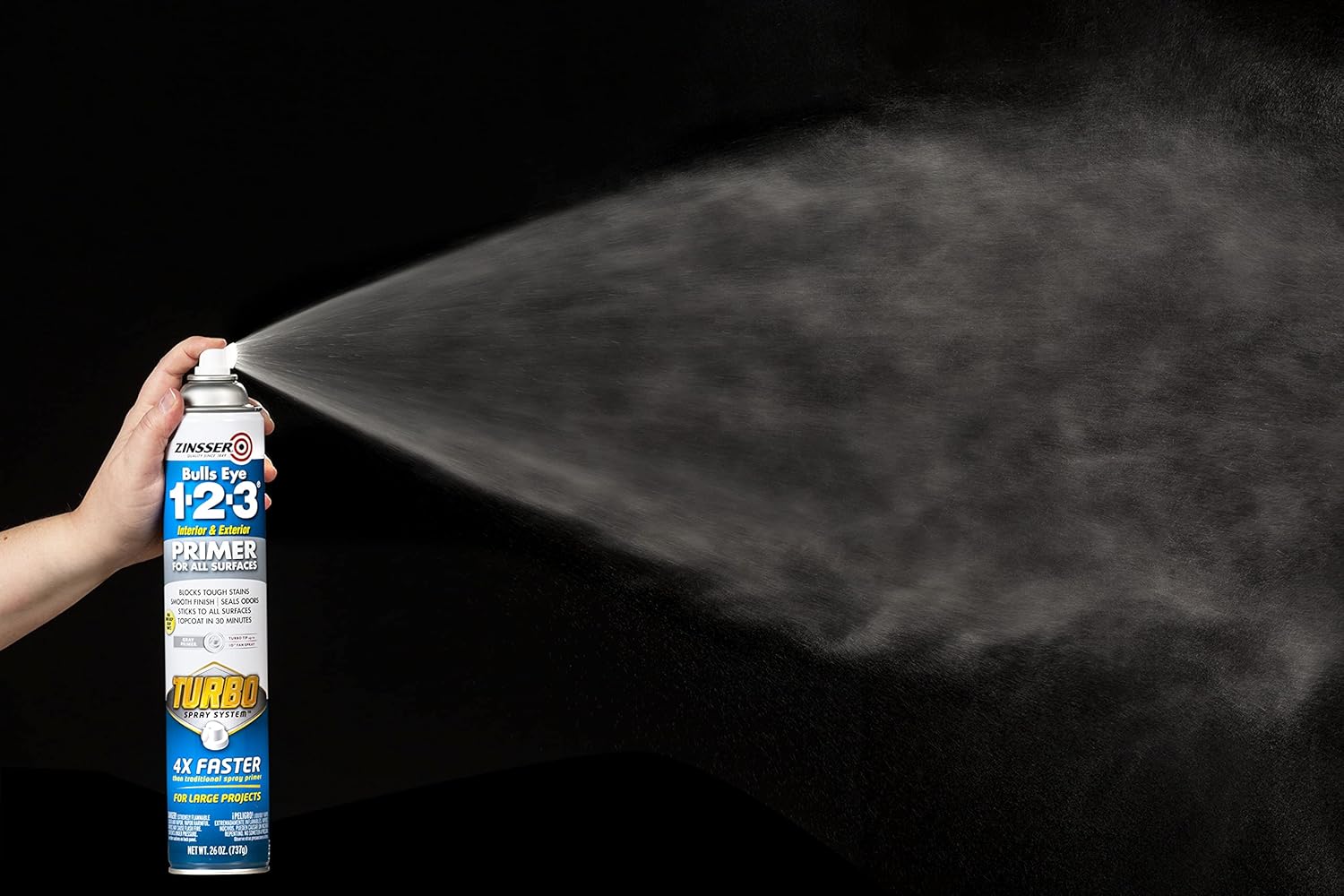 Zinsser 343748-6PK Bulls Eye 1-2-3 Turbo Primer Spray, 26 oz, Gray, 6 Pack