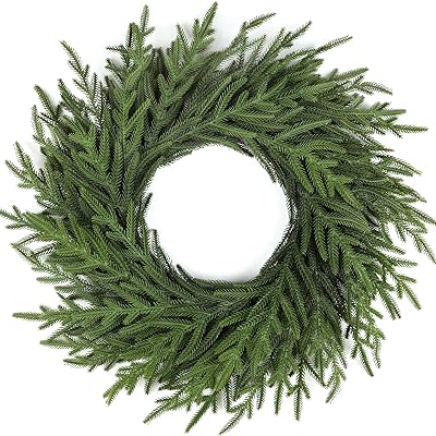 Artgar 26 Inch Pine Wreath - Christmas Wreaths for Front Door - Real Touch Pine Wreath - Large Artificial Green Wreaths for Walls Windows Porches Farmhouse Indoor Outdoor Home Decor