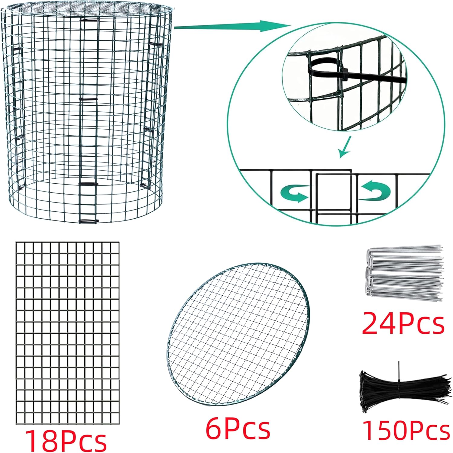 6 Pack Plant Protector from Animals, 12'' Dia x 20'' H Metal Plant Cages to Keep Animals Out, Garden Protection from Rabbits Chickens Ducks, Bunny Barricades for Garden Flowers Vegetables (Large)
