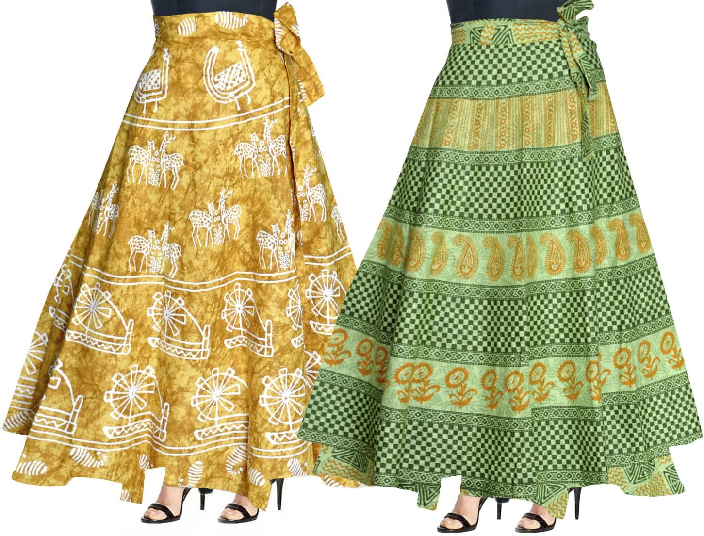 MudrikaWomen's Cotton Maxi Skirt (Multicolor Combo of 2 Pieces; Free Size)