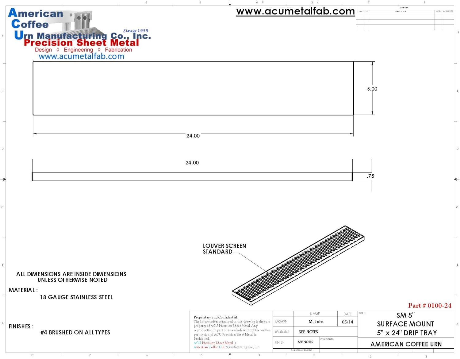 🔥 Crazy Deals ACU Precision Sheet Metal 0100-24 Surface Mount Drip Tray, No Drain, Stainless Steel, 4 Brushed Finish, 5 x 24 x 3/4, Silver 50% Off Discount ACU Precision Sheet Metal 0100-24 Surface Mount Drip Tray, No Drain, Stainless Steel, 4 Brushed Finish, 5 x 24 x 3/4, Silver