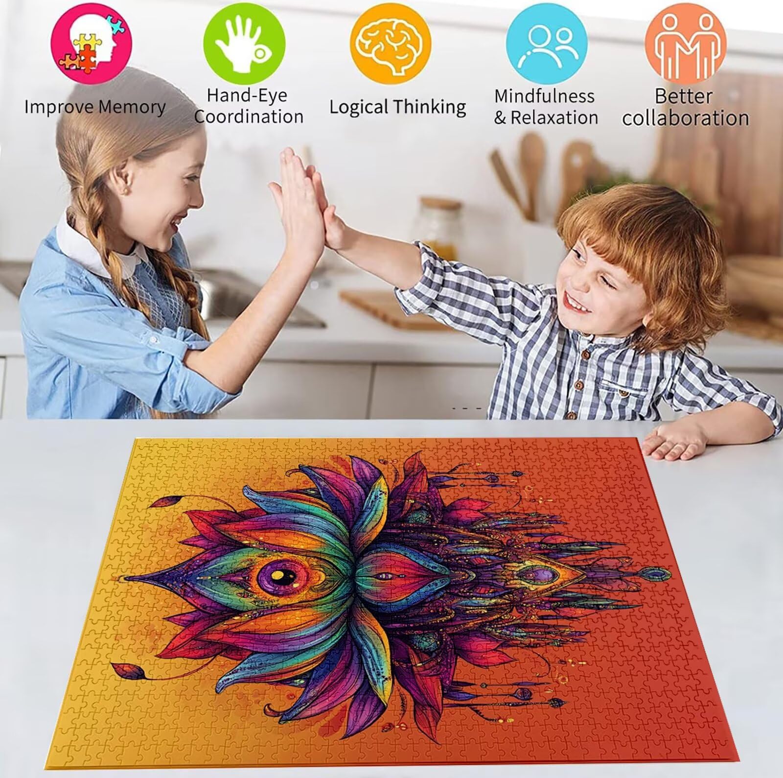 Puzzle 5000 Pezzi, 3 4 5 Anni Puzzle Colore 6 7 8 Anni Giochi Educativi Sostenibili Con Motivi Per Adulti Da Gioco in Legno Di Alta Qualità Jigsaw Fiore per Gioco Familiare, 2026 Regalo Natale H-1817