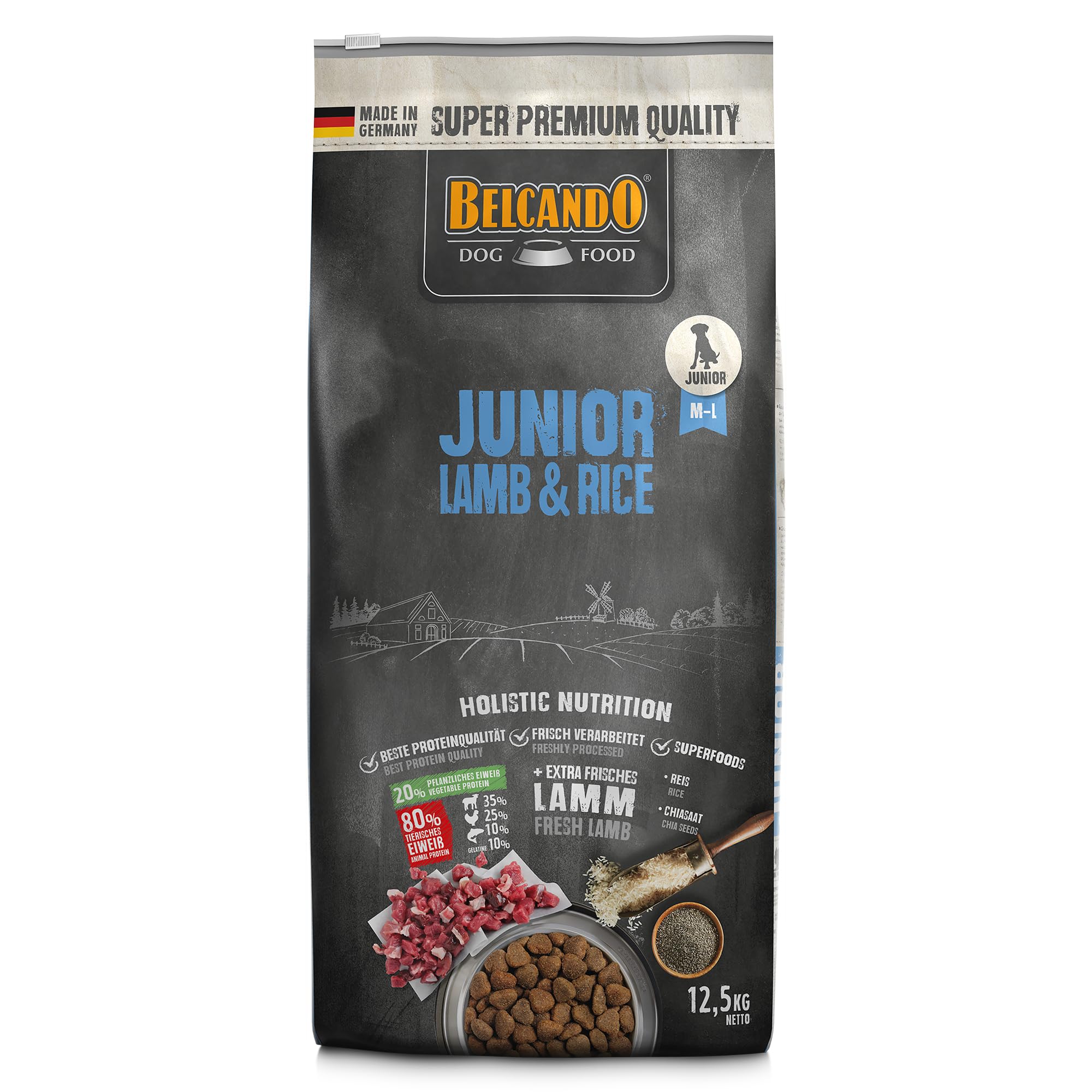 Belcando Junior Lamb & Rice [12,5 kg] Hundefutter | Trockenfutter für Junghunde | Alleinfuttermittel für Junghunde ab 4 Monaten