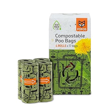 BarkButler x FOFOS Poop Bag Refills,Biodegradable Dog Poop Bags (Pack of 4) (68 Bags)