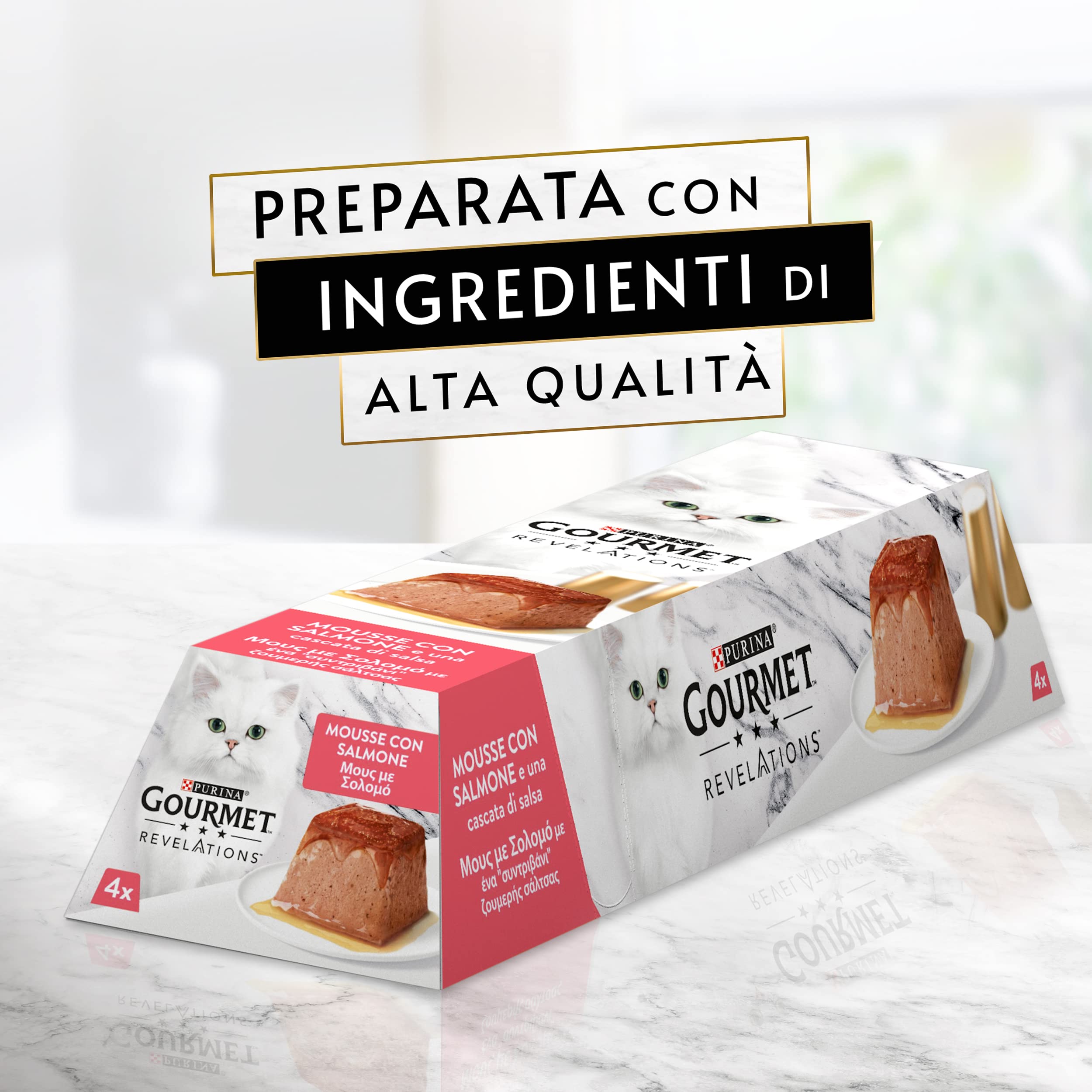 Purina Gourmet Revelations Wilgotna karma dla kotów z łososiem - 24 opakowania po 57 g