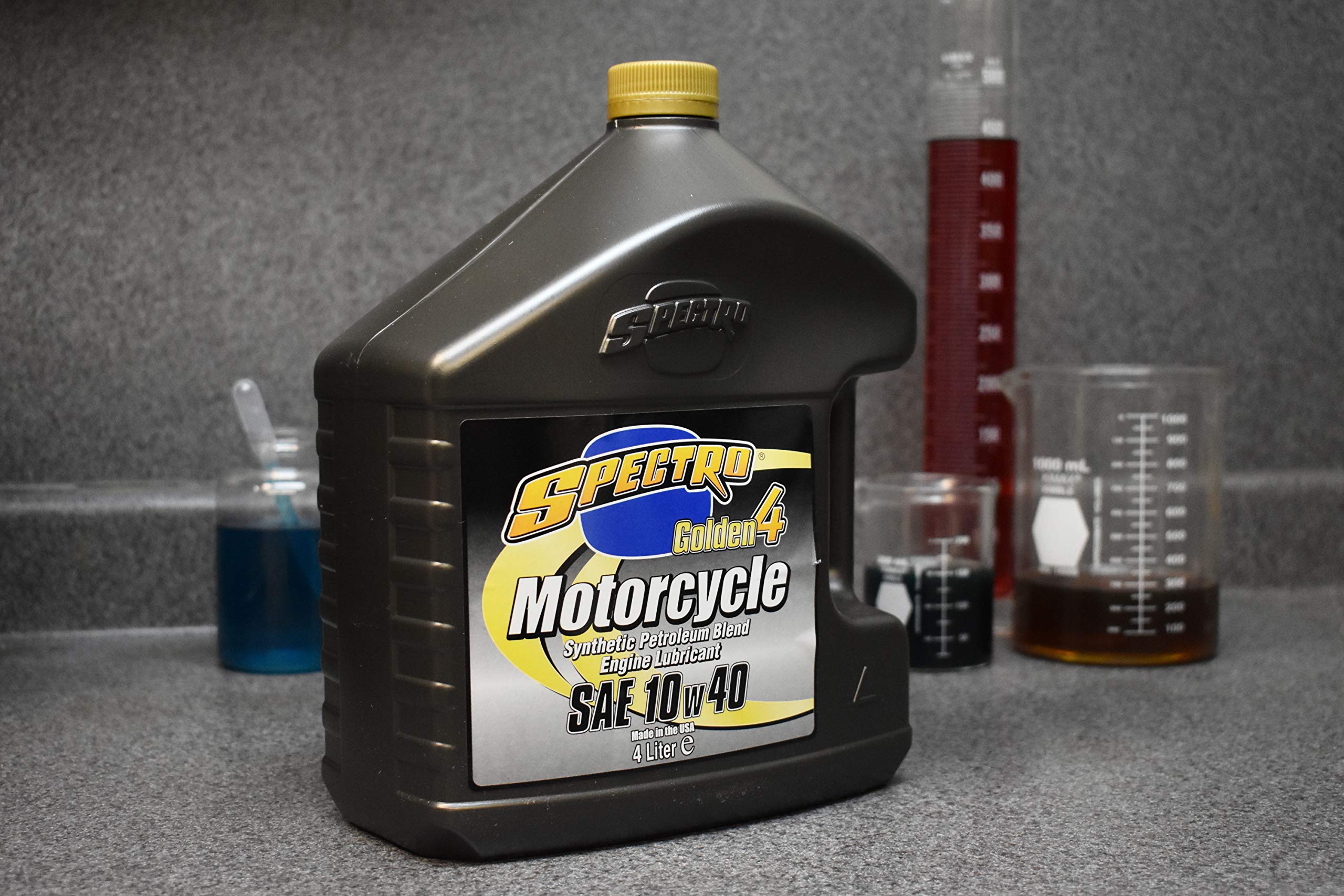 Spectro Golden 4 - Lubricante sintético para motor de motocicleta, mezcla de petróleo 10w40, 4 litros