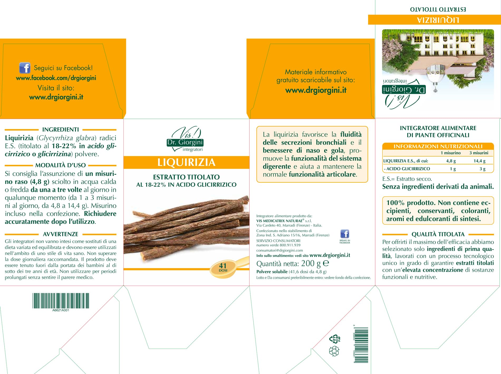 LIQUIRIZIA Estratto titolato Polvere - 200 g