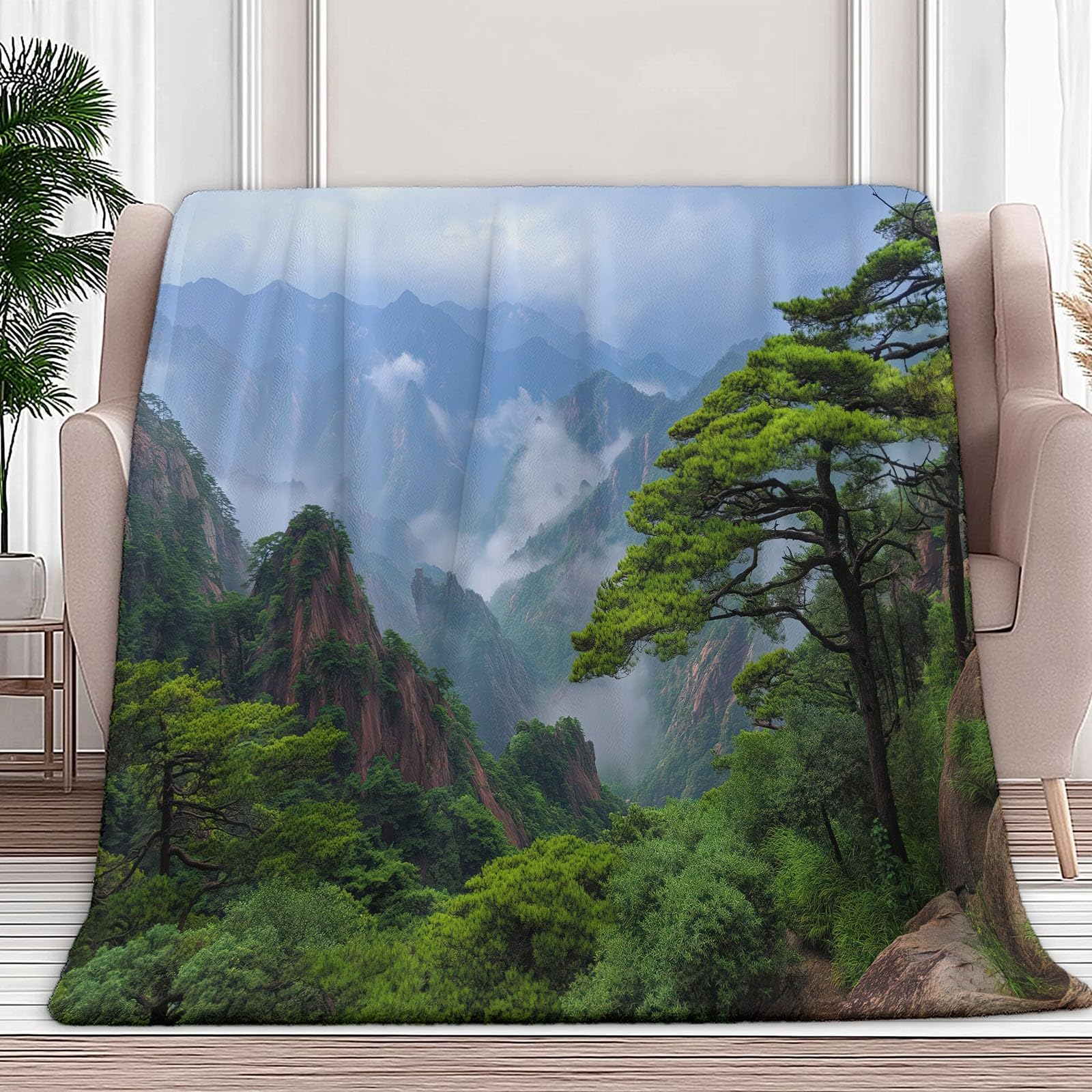 Générique Couverture Plaid Polaire Paysages De Forêt Et De Montagne 180x220 cm Poil Confortable, Plaid Canape Couverture Lit Imprimée 3D, Ultra Douce et Légère pour Toutes Les Saisons