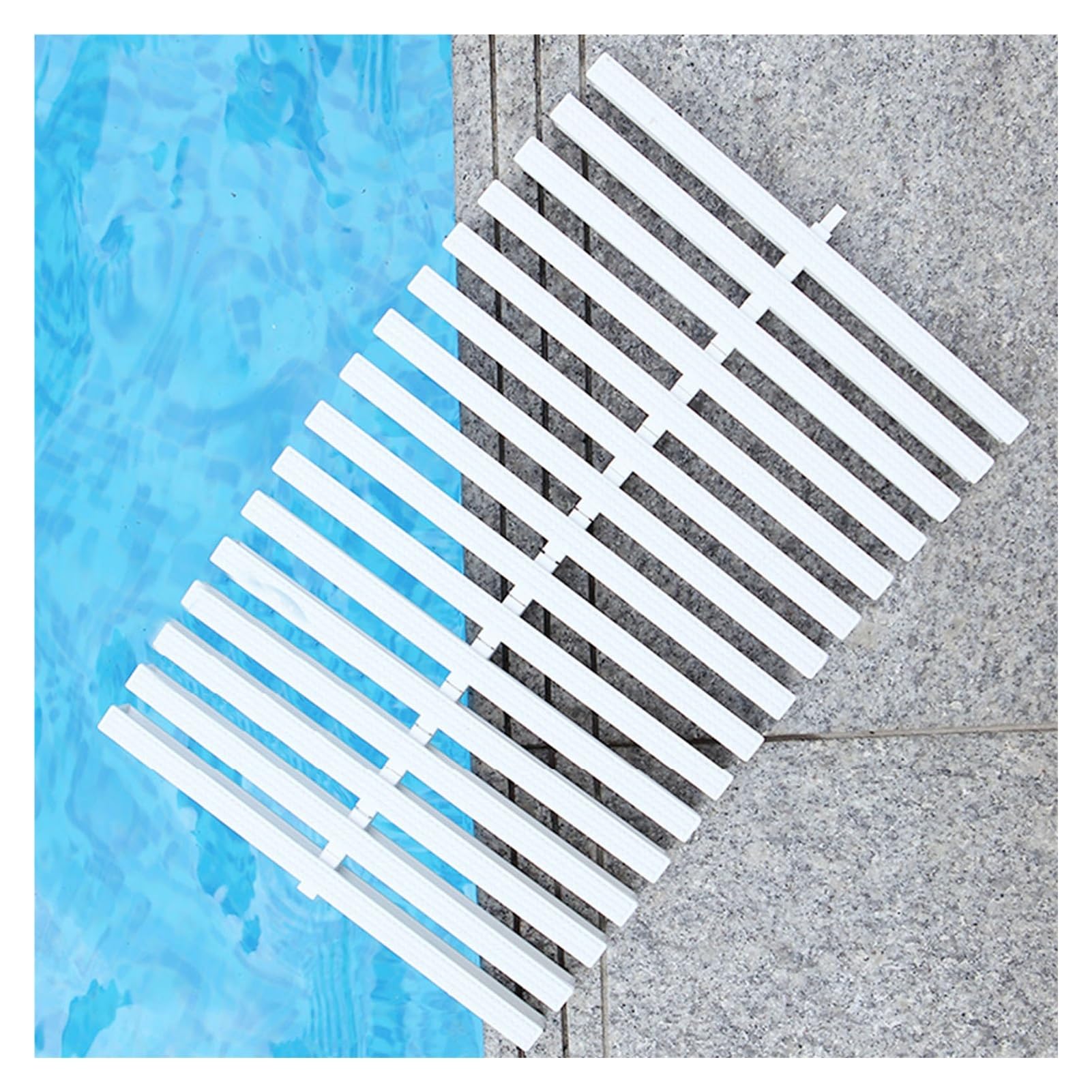Grille de drainage extérieure blanche 15 cm en 6 pièces pour piscine