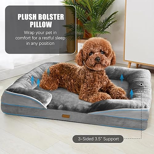 Miniatura 4 de Cama ortopédica para perros con lados - Sofás para perros pequeños, sofá de espuma de apoyo para mascotas con funda extraíble y lavable, forro