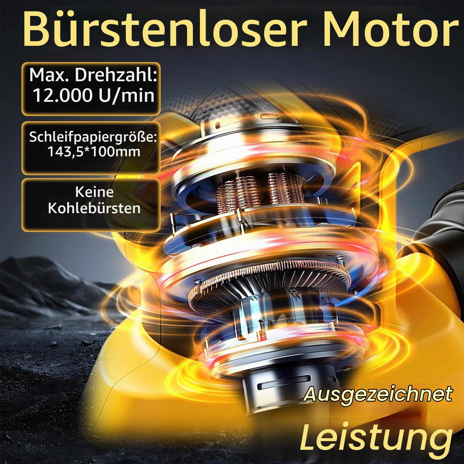 Akku Deltaschleifer für Dewalt 20V Akkus, Bürstenloser Multischleifer 12000 U/min, Schleifmaschine mit Absaugung, 12 Schleifblättern, Schleifer für Holz zum Schleifen Polieren (ohne Akku)