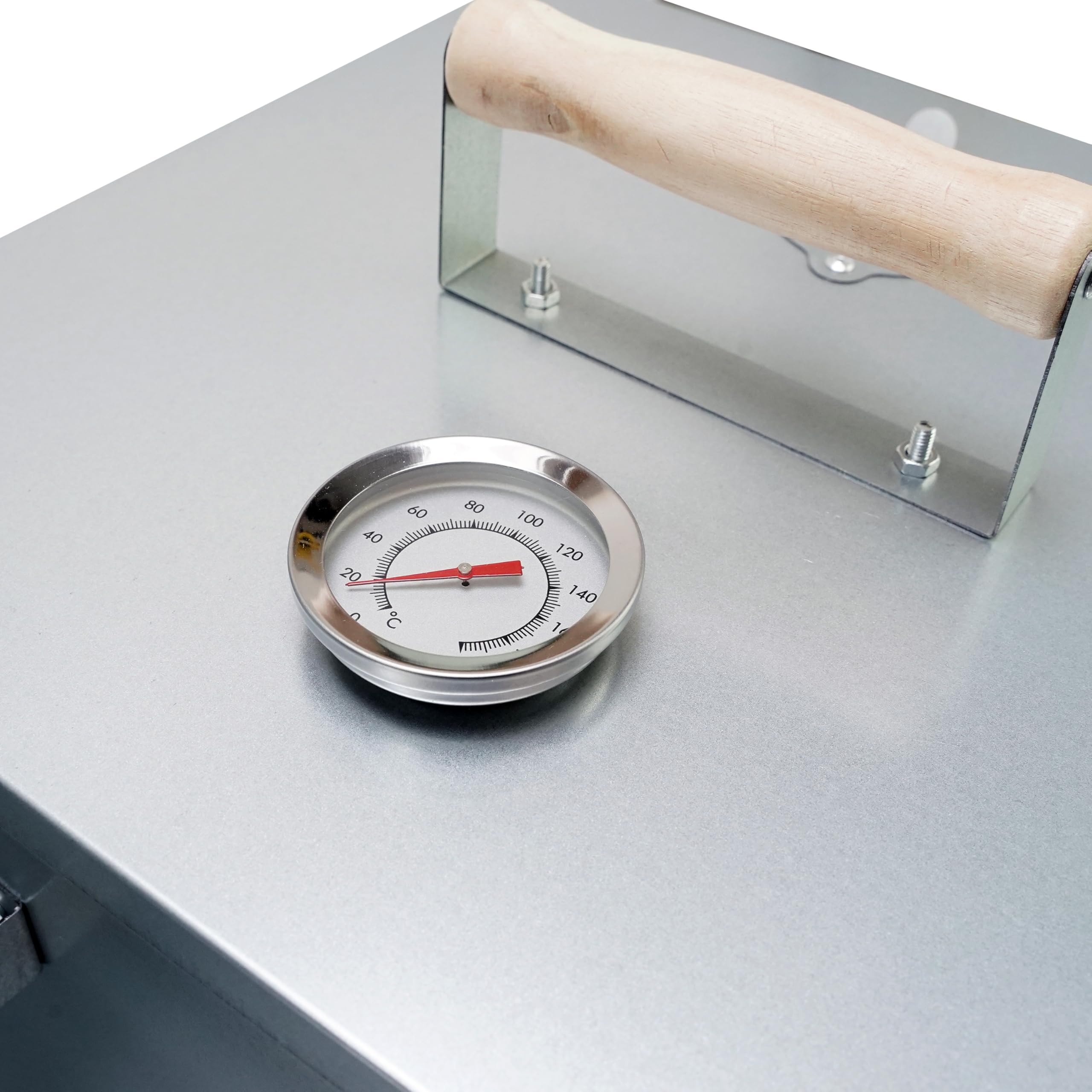 Teleskop-Räucherofen Quadratisch 101 cm – Smoker für den Außenbereich mit Thermometer und 10 Räucherhaken