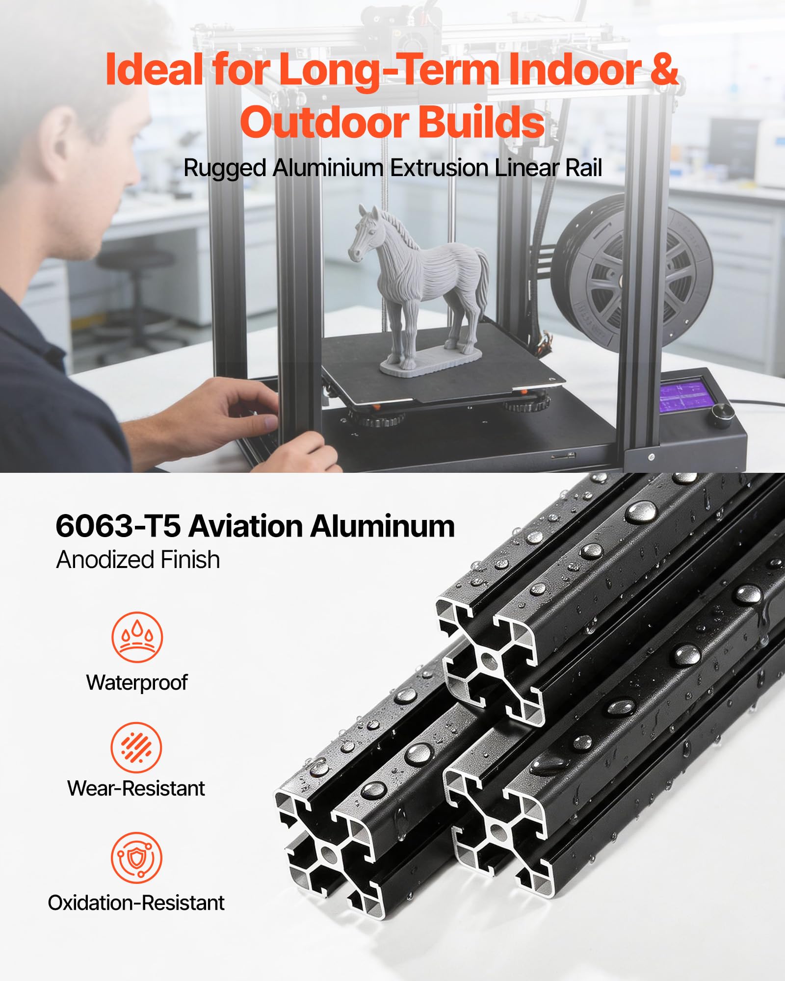 VEVOR 4040 Aluminium Profile 4 Stk. 2 m, Eloxierte T-Nut-Aluprofile nach EU-Standard, Hochfestes Strangpressprofil, Aluminiumschiene für 3D-Druckerteile, CNC-DIY-Werkbänke und Montage, Schwarz