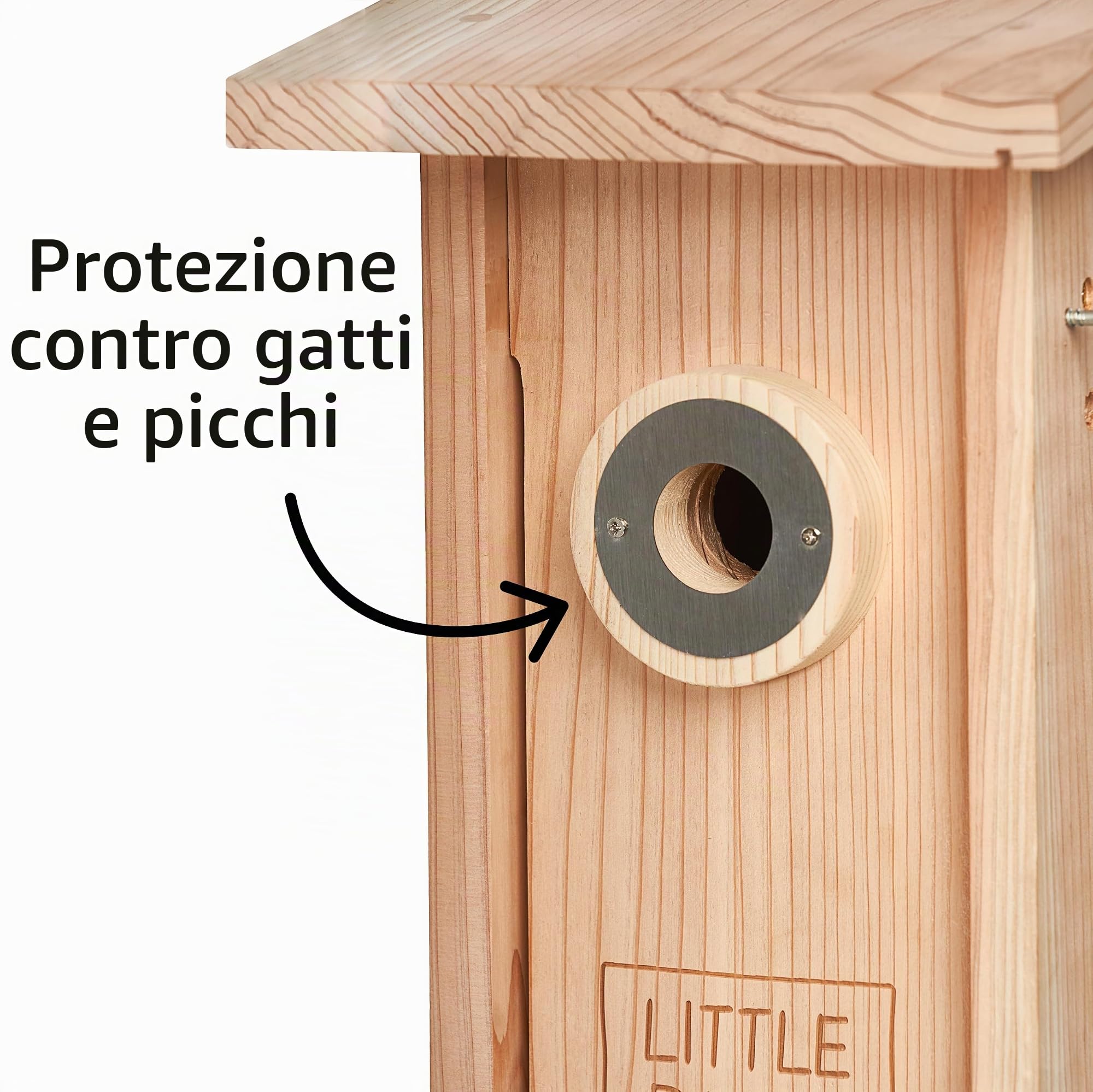 Little Birds - Casetta per uccelli in legno massiccio per telecamera lampeggiante, senza elettricità/cavo necessario, protezione contro gatti e picchi, incubatrice, casetta per uccelli
