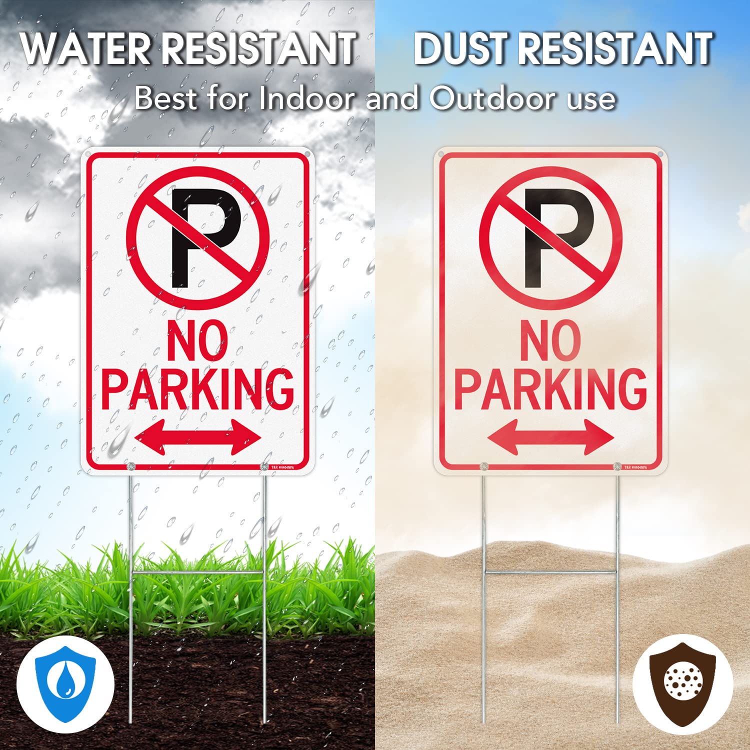 T&R No Parking Sign with H Stake for Outside,2 Pack,14"x 10" .040 Rust Free Heavy Aluminum, Reflective, Waterproof - Image 4