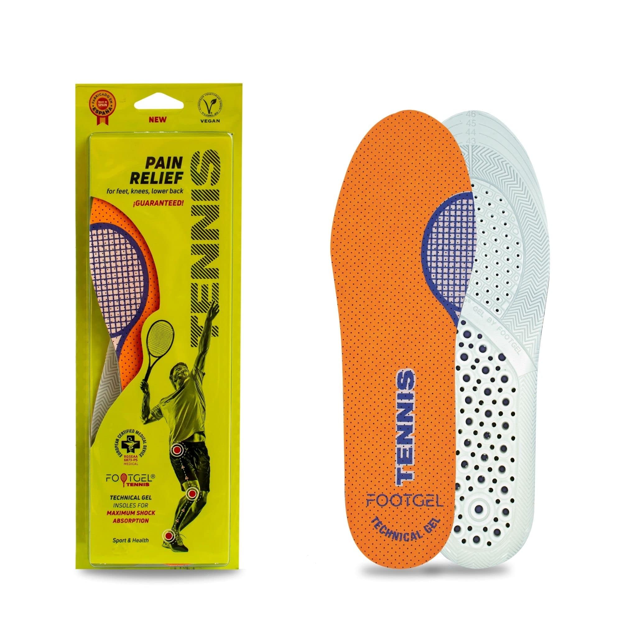 Sports gel insoles for tennis, if you are a tennis player, protect yourself from the risk of injury, relieve pain in feet, knees, lumbar and gain advantage in matches. (39-42)