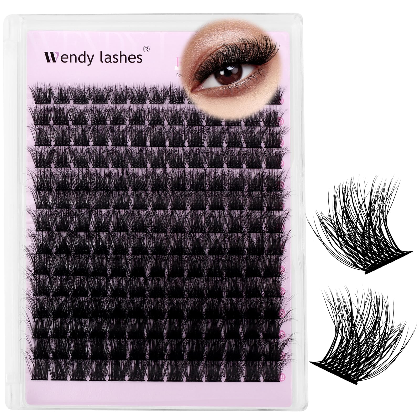 Cluster Lashes 3D Effect Individual Eyelashes Natural B-10-18mm Mixed Wispy Lash Clusters Reusable DIY Lash Extension at Home(FKDP-lash-B-3D)