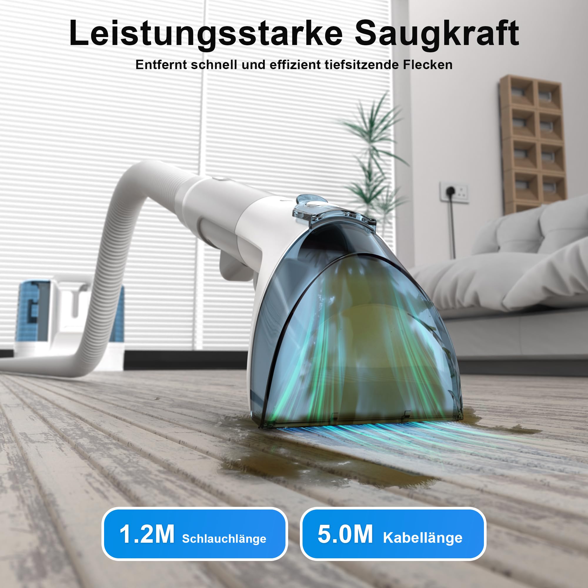 Rivenara Polsterreiniger Gerät Nasssauger Waschsauger - 450W Polsterreinige Teppichreiniger Wischsauger Polstermöbel Carpet Cleaner Auto Sofa Reiniger Nass Trockensauger Reinigungsgerät Couch