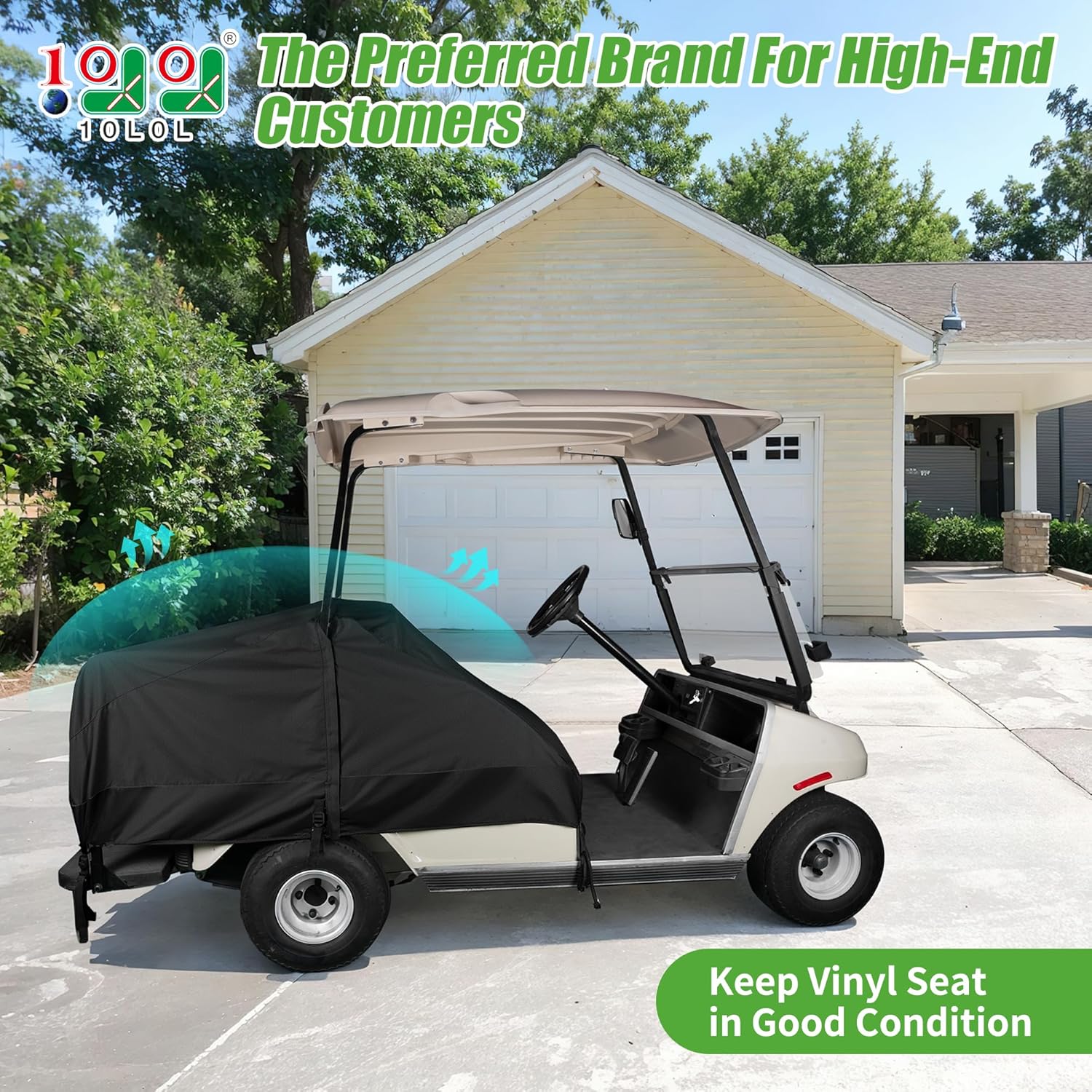 10L0L Waterproof Golf Cart Seat Cover, Universal for Yamaha EZGO Club Car 2+2 Seats Rain Covers | 600D Oxford Golf Cart Seat Protective Covers | Rain & Dust Protection | Easy On/Off for Daily Use