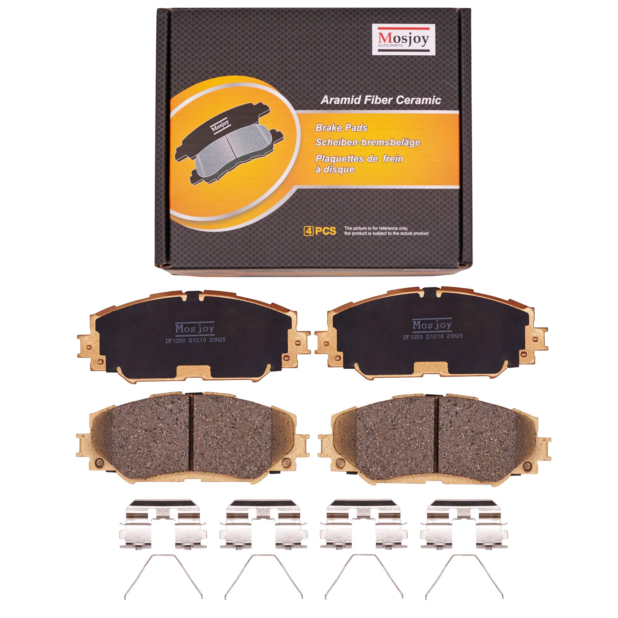 MOSJOY Premium Ceramic Disc Front Brake Pad Set Upgrade Extremely Low Dust Virtually Noise-Free for Corolla HS250h Pontiac Vibe xB xD Matrix Prius V RAV4