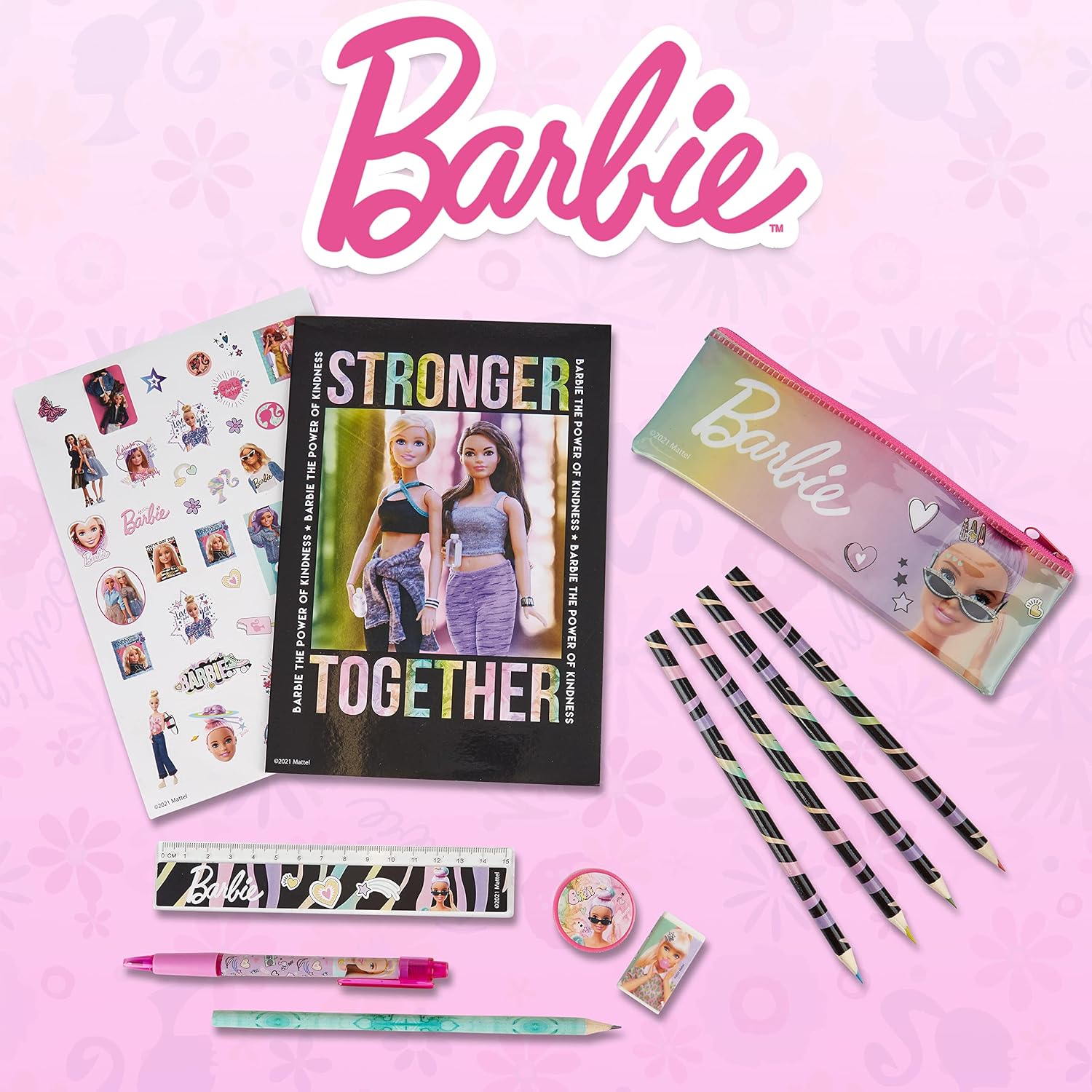 Barbie School Stationary Set with A5 Notebook, Pencil Case, Stickers & Stationary Supplies, Original Barbie Accessories - Image 5