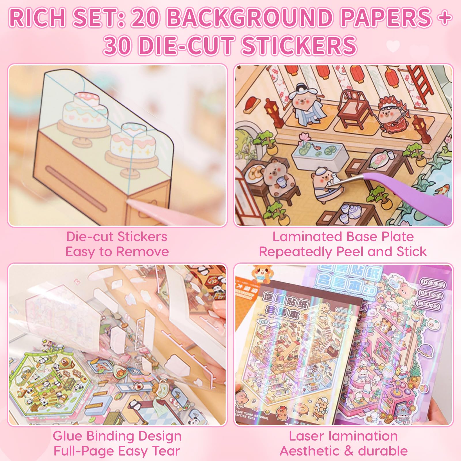 Kunoli 20 Sets DIY 3D House Stickers Scene Kit, Sticker Therapy - Image 2