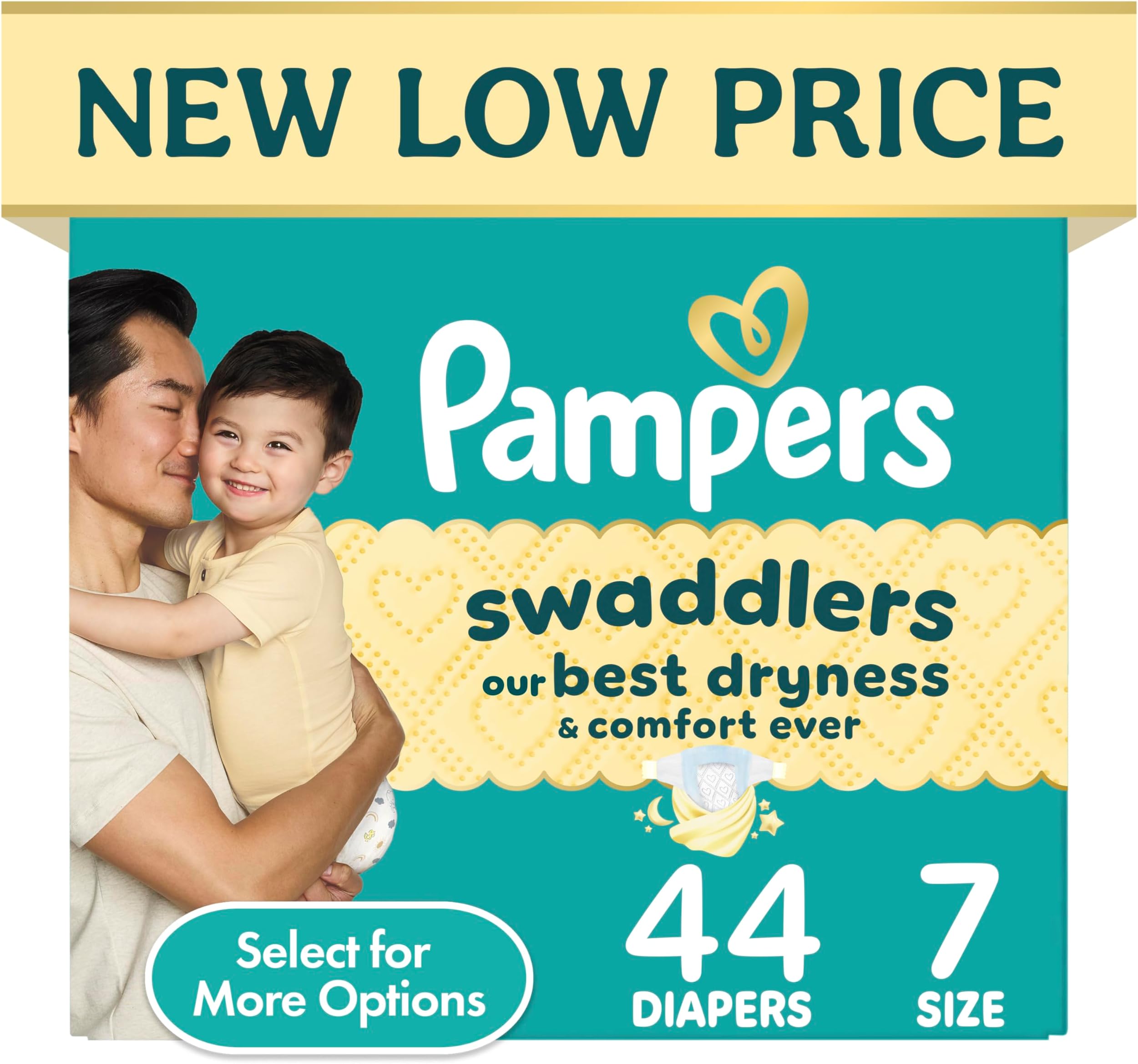 Swaddlers Diapers, Size 7 (36-50 lbs), 44 Count, Hypoallergenic, Absorbent, Keeps Baby Dry and Comfortable, Skin Safe Disposable Baby Diaper