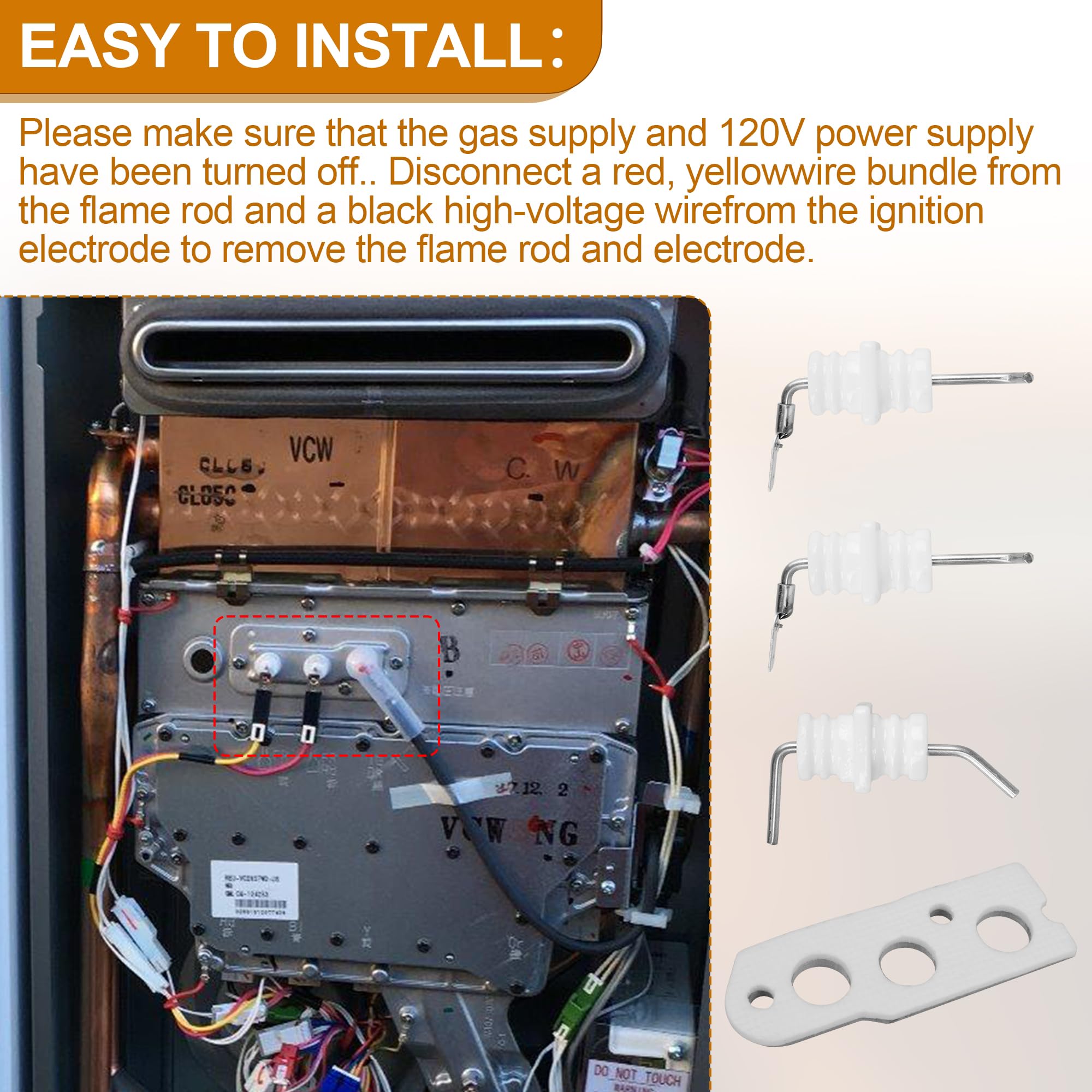 Flame Rod Electrode Kit Water Heater for Rinnai R75 water