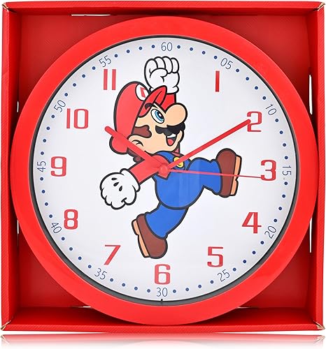 Miniatura 2 de Accutime Mario Kids - Reloj de pared para niños, reloj analógico de 12 pulgadas para niños, reloj colorido con pilas, reloj inalámbrico para niños,