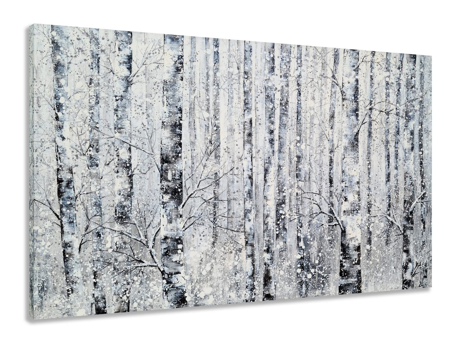 Photo 1 of *SEE NOTES Yihui Arts Modern Birch Tree Canvas Wall Art With Textured Black and White Forest Painting on Canvas Pictures for Living Room Bedroom Bathroom Decoration 20x28IN Birch Tree