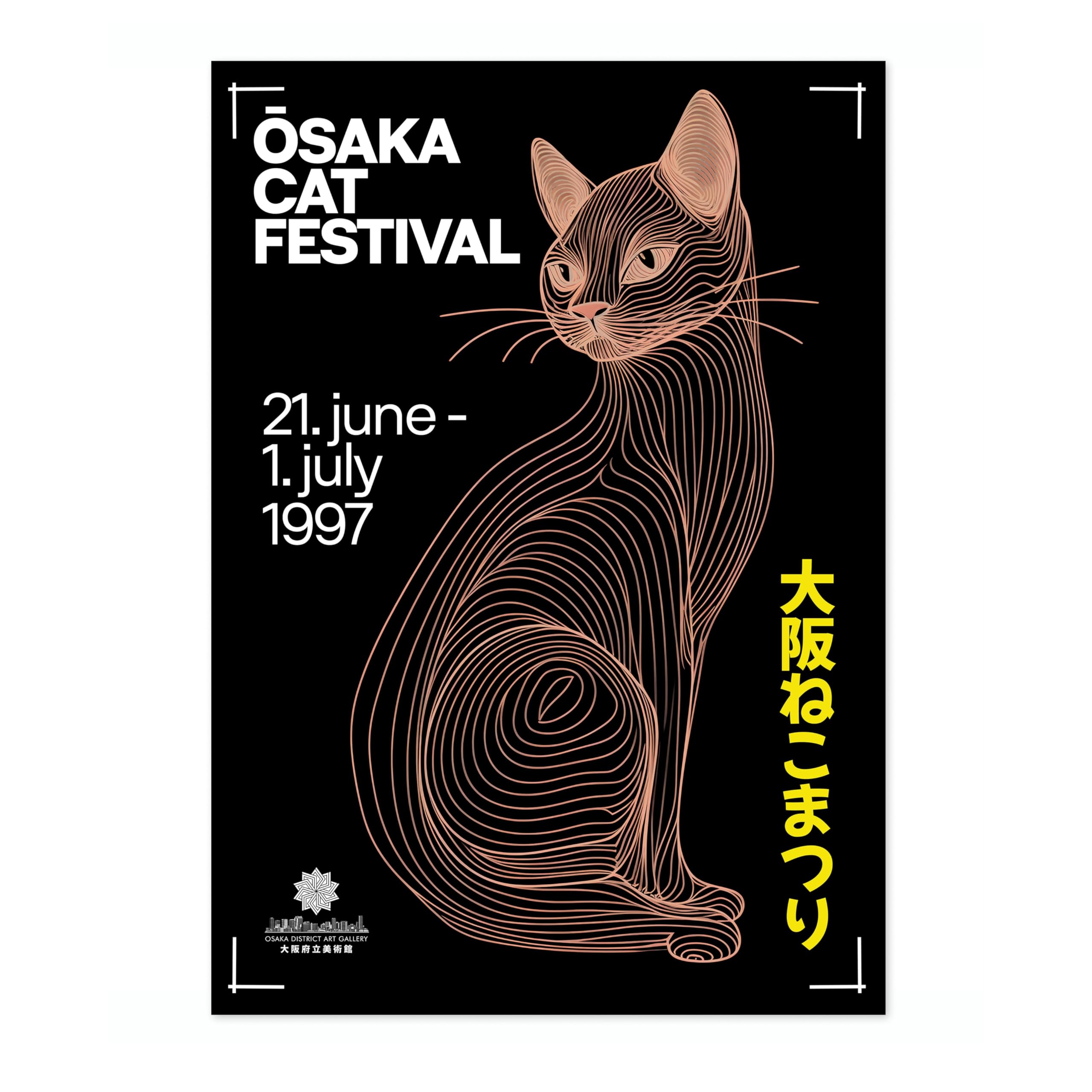 Osaka Cat Festival Osaka Distirct Gallery Poster, Japanese Art Exhibition Print Modern Art Wall Decor, Archival Matte