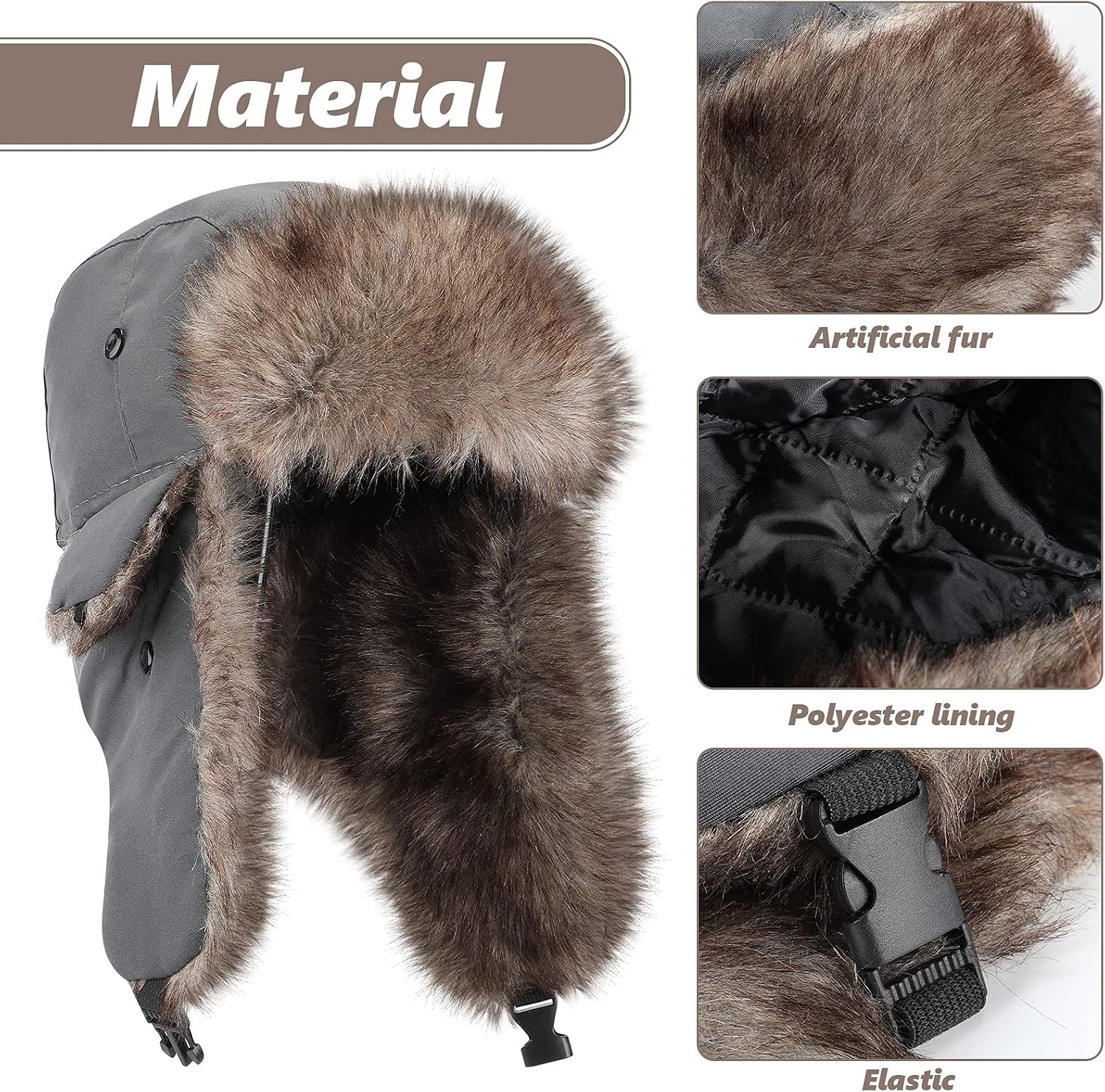 Coume 3 Pieces Russian Trapper Ushanka Hats for Men Women Warm Windproof Winter Hats with Ear Flaps Classic Style