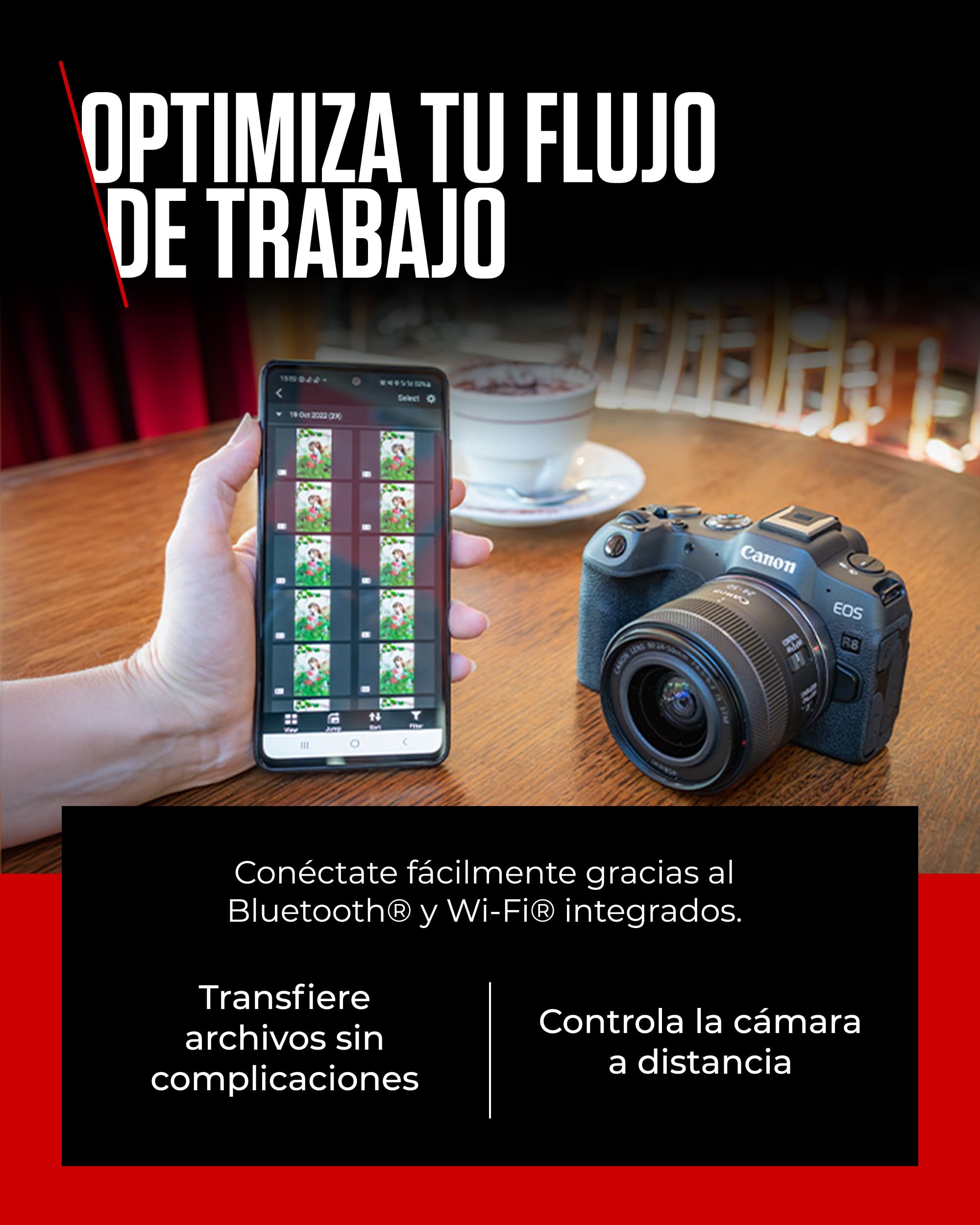 CANON EOS R8 Cámara Mirrorless + Objetivo RF 24-50 mm F4.5-6.3 IS STM + 2X Baterías (Kit de Batería Adicional), Cámara Evil Full Frame (24,2 MP) -6.5 EV, Vídeo 4K 60 fps, Dual Pixel CMOS AF II, Negro