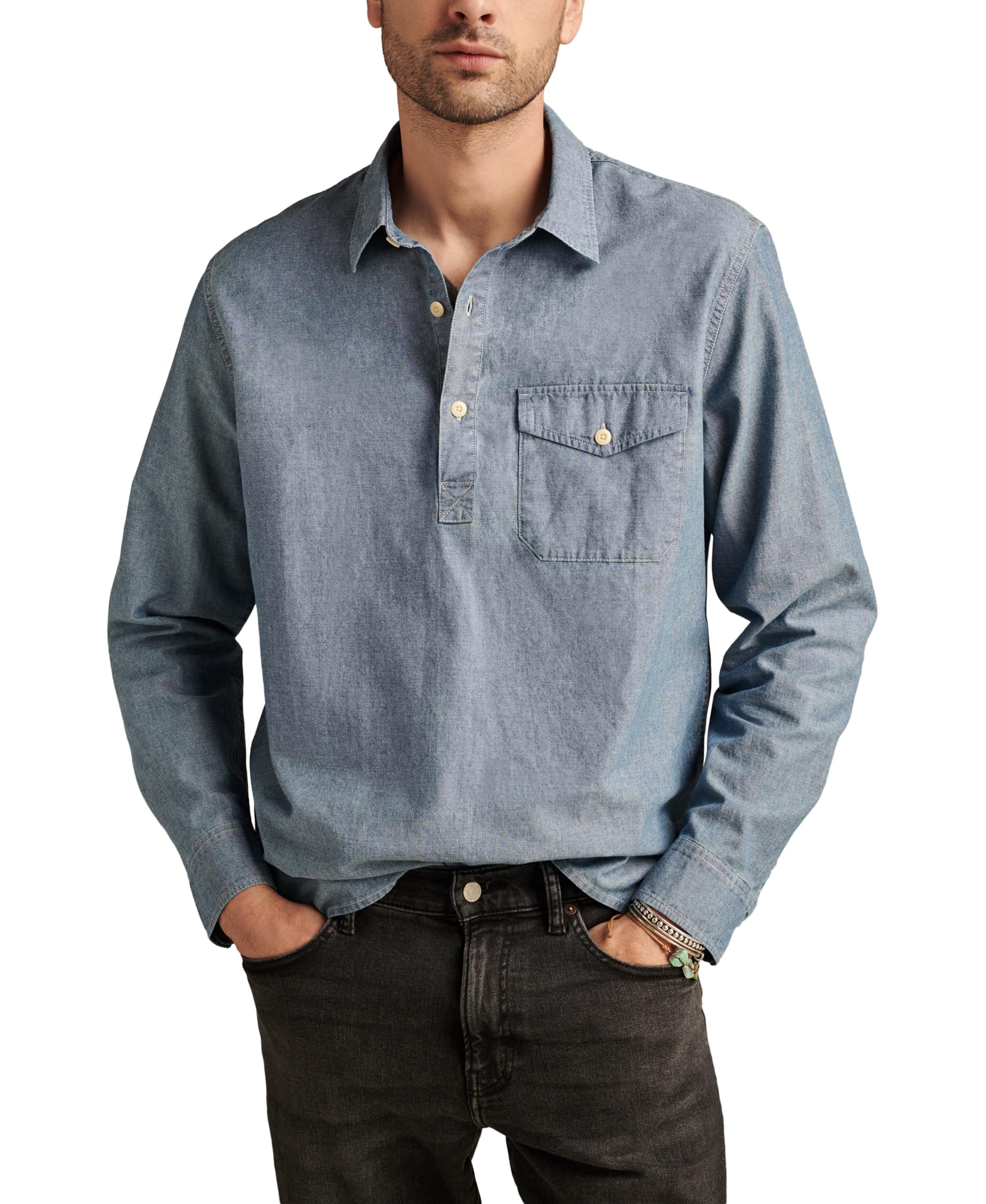 Lucky Brand Men's Pop-Over Chambray Shirt