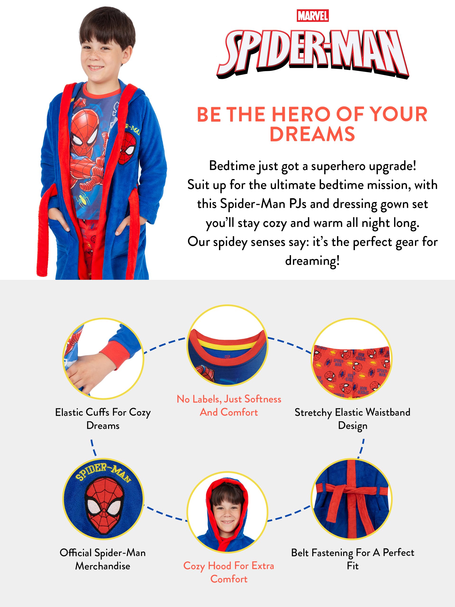 Marvel Niños Bata Pijama Spiderman