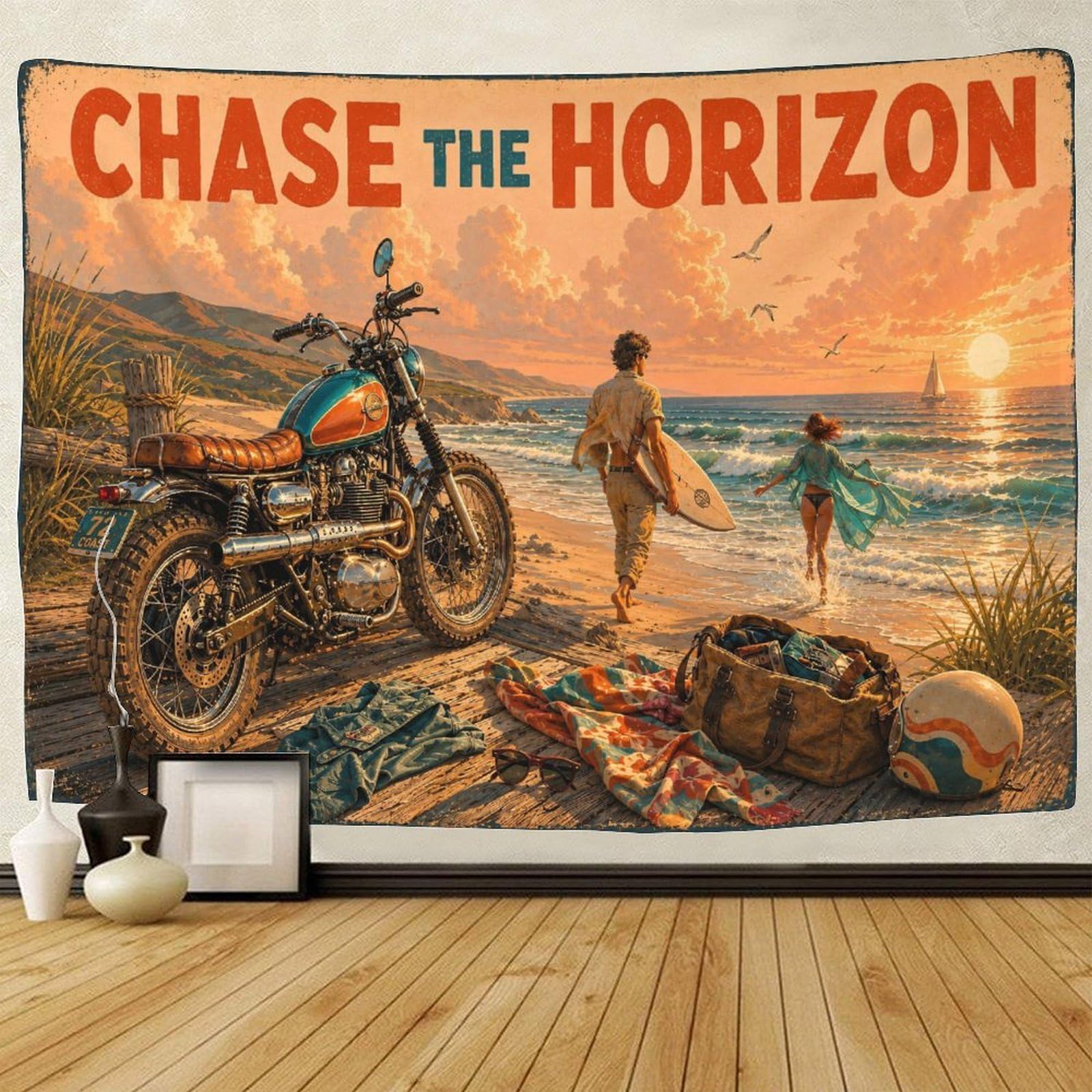 GPMNBCXZK Motorcycles And Beaches 3D Print Wall Hanging Decor Tapestry for Bedroom Tapestries Home Decoration Curtain Bedroom College Dorm 180cmx230cm