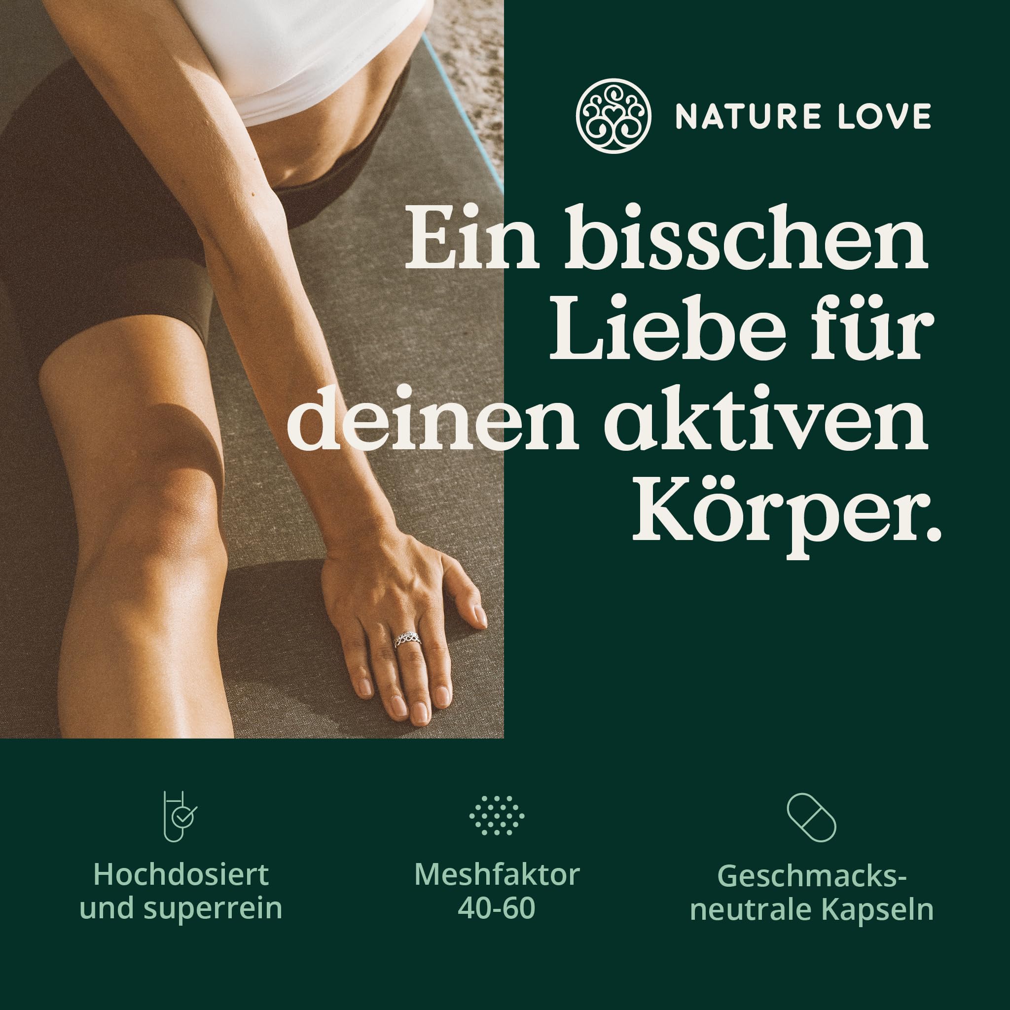 NATURE LOVE® MSM Kapseln - 365 Kapseln - 99,9% Reinheit - Hochdosiert mit 1600mg MSM Pulver je Tagesdosis - Optimal Bioverfügbar - Vegan, Laborgeprüft und in Deutschland hergestellt