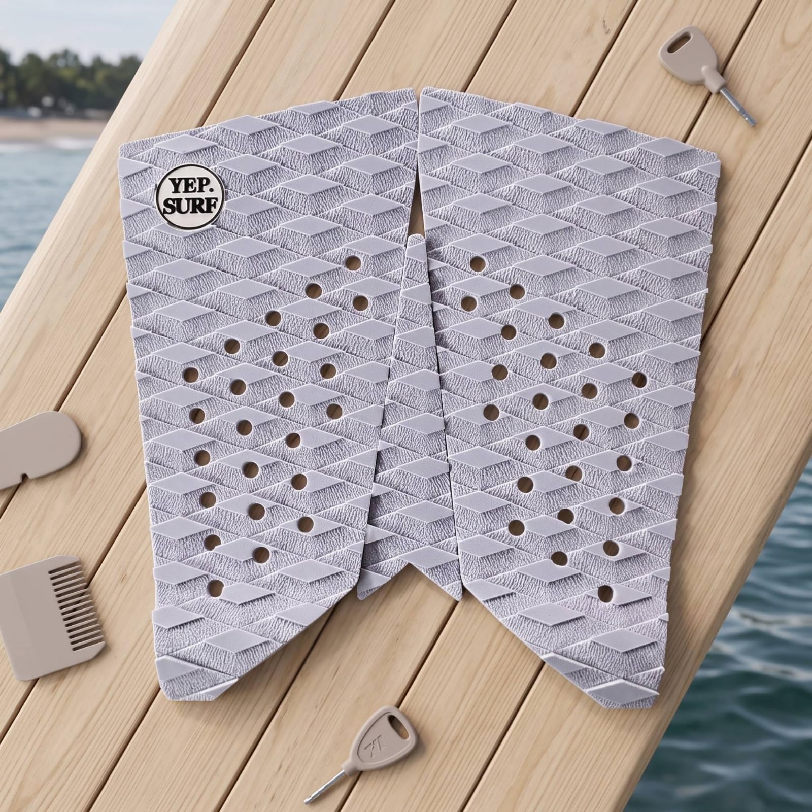 harayaa Almohadilla de Tracción para Tabla de Surf Pad Antideslizante de 3 Secciones con Superficie Texturizada de EVA Ligera y Perforaciones Adecuada para