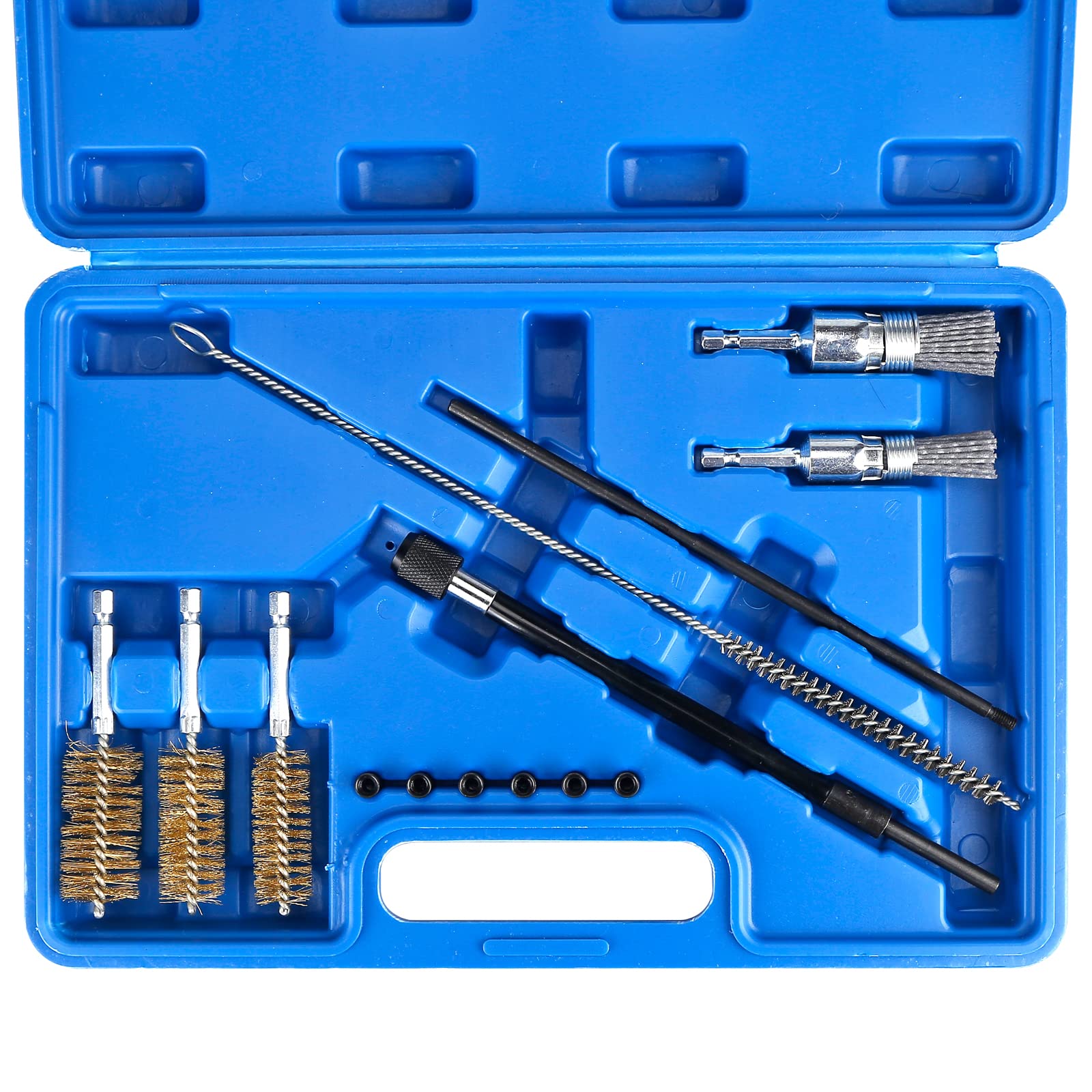 14 PCS Kit de Nettoyage de Compartiment D’injecteur, Kit de Nettoyage pour Injecteur,Nettoyeur de Siège et D'arbre D'injecteur,Outil de Nettoyage des Injecteurs avec Fil D'acier et Brosses en Nylon